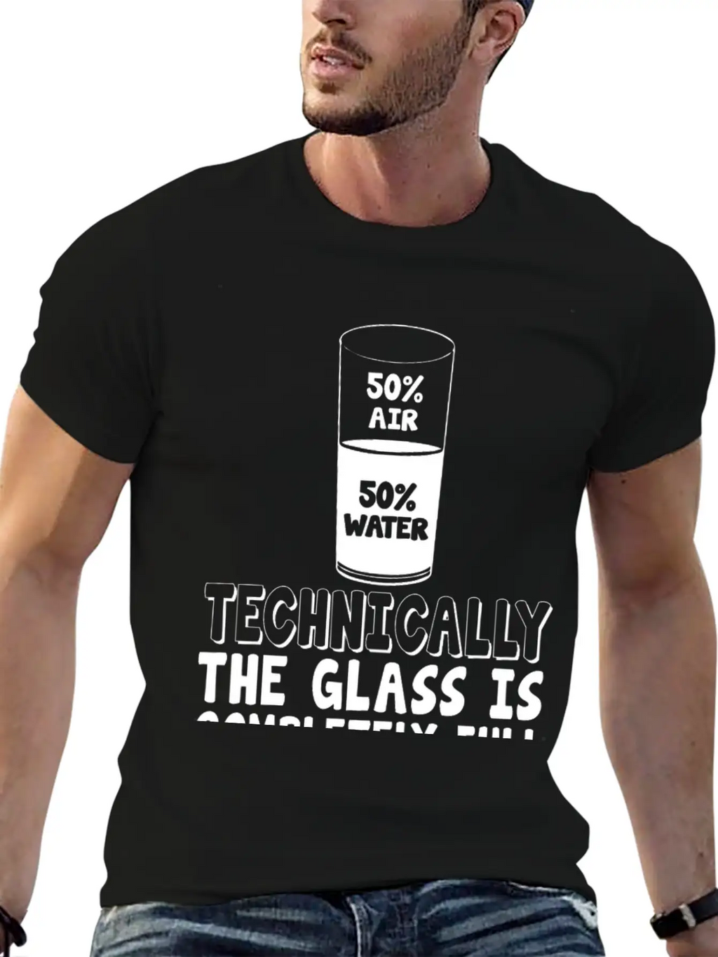 50% Air 50% Water, Techin Lightweight Cotton T-Shirt – Daily Comfort Graphic Shirt