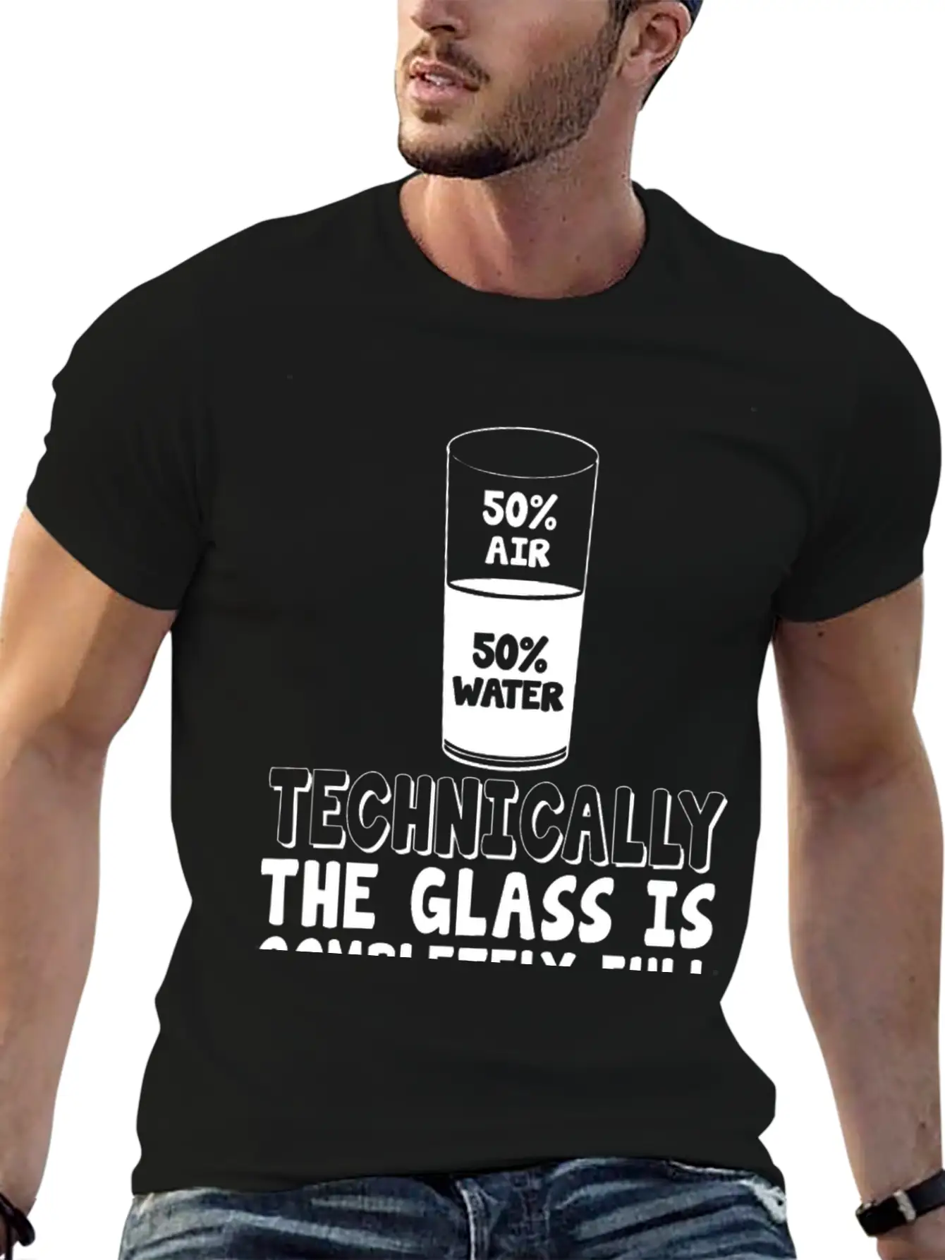 50% Air 50% Water, Techin Lightweight Cotton T-Shirt – Daily Comfort Graphic Shirt