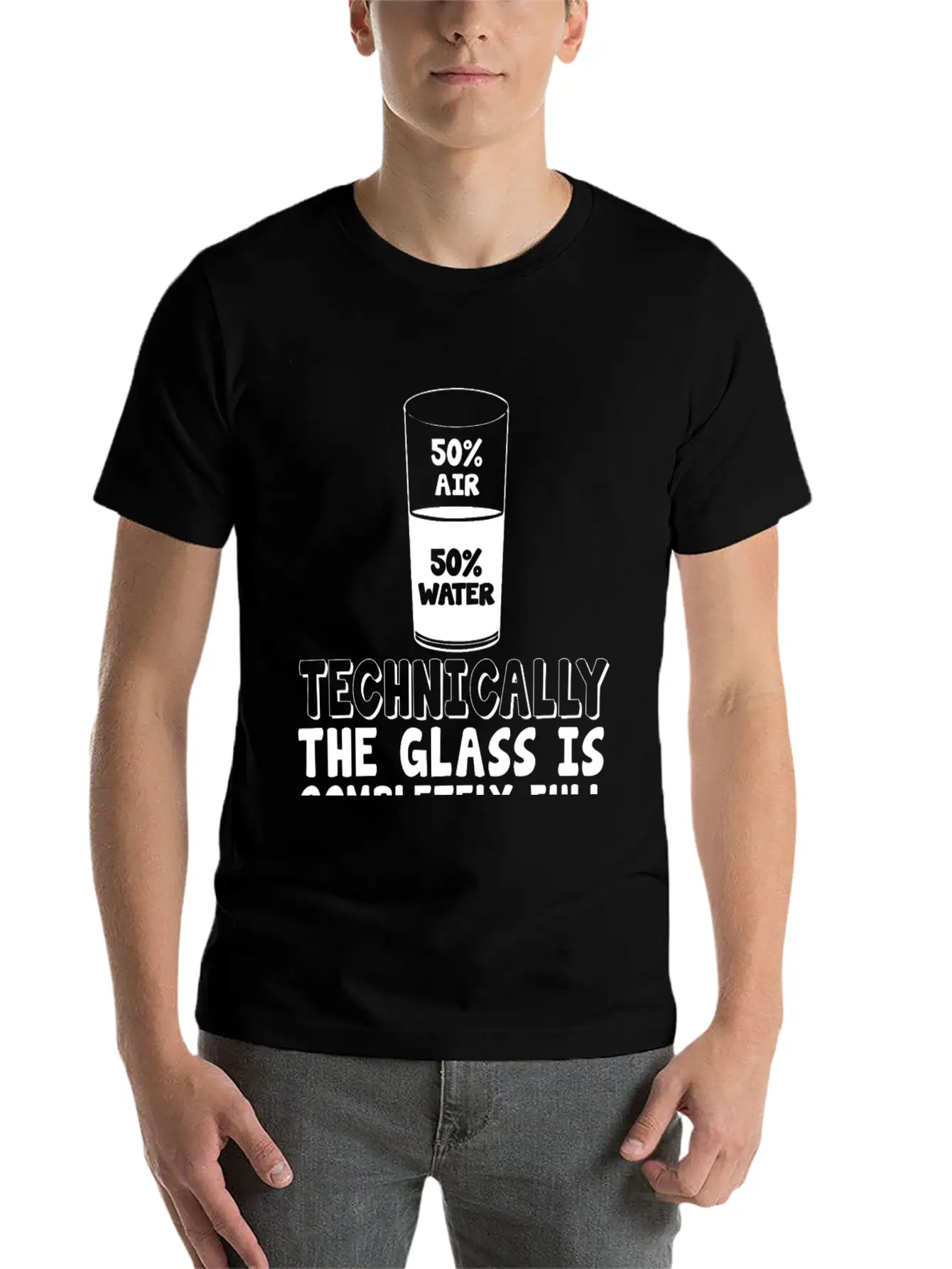 50% Air 50% Water, Techin Lightweight Cotton T-Shirt – Daily Comfort Graphic Shirt