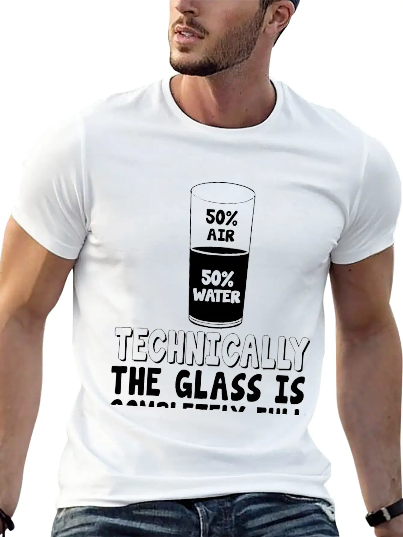 50% Air 50% Water, Techin Lightweight Cotton T-Shirt – Daily Comfort Graphic Shirt