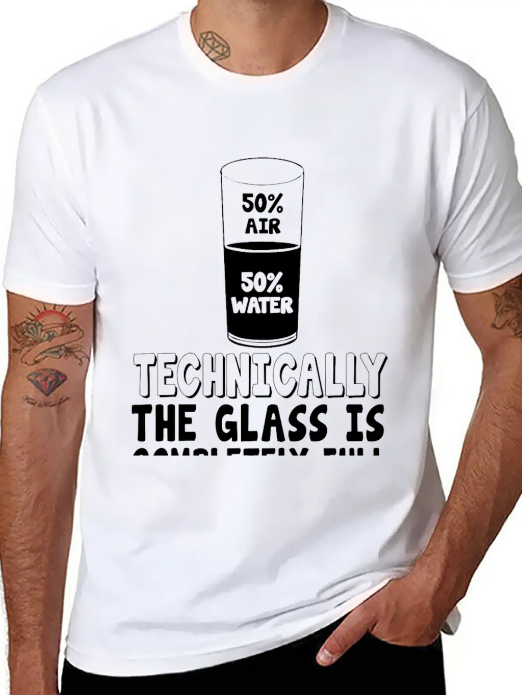 50% Air 50% Water, Techin Lightweight Cotton T-Shirt – Daily Comfort Graphic Shirt