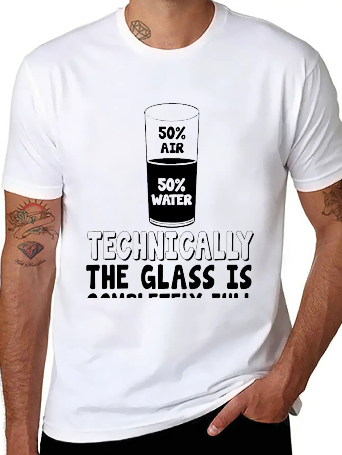50% Air 50% Water, Techin Lightweight Cotton T-Shirt – Daily Comfort Graphic Shirt