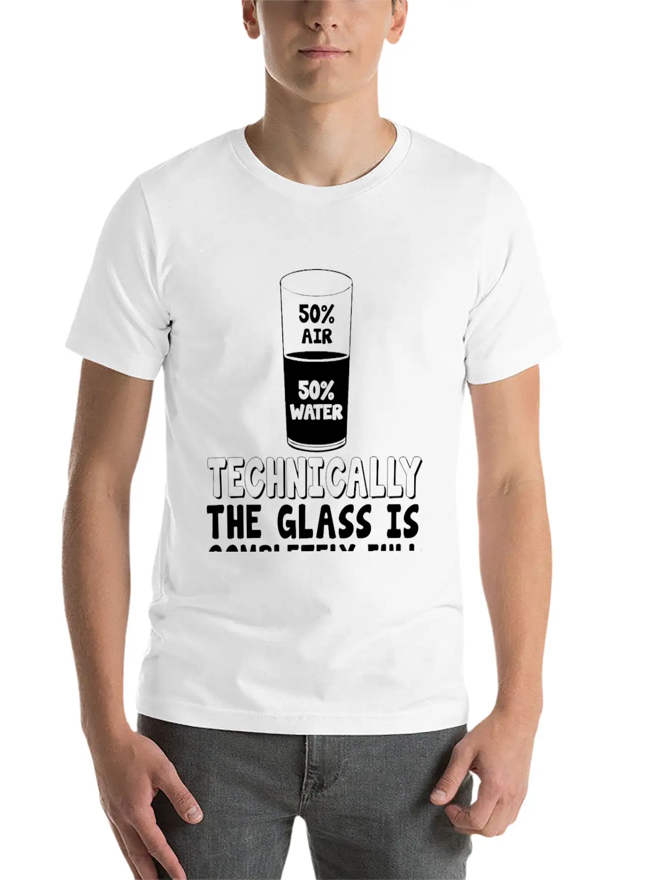 50% Air 50% Water, Techin Lightweight Cotton T-Shirt – Daily Comfort Graphic Shirt