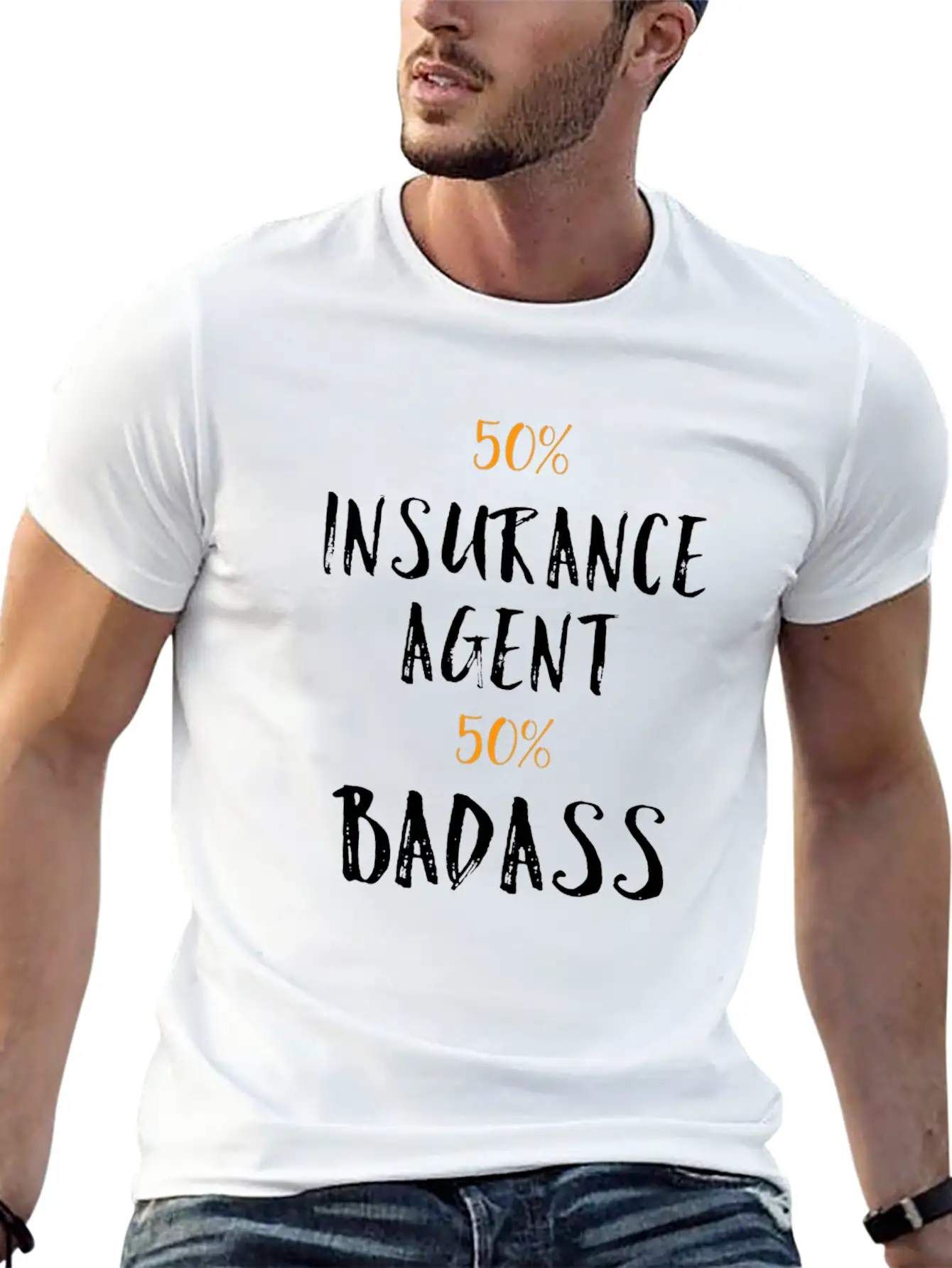 50% Insurance Agent 50% Badass Cool Profession Gif Soft Cotton Short Sleeve Tee – Unisex Wardrobe Staple