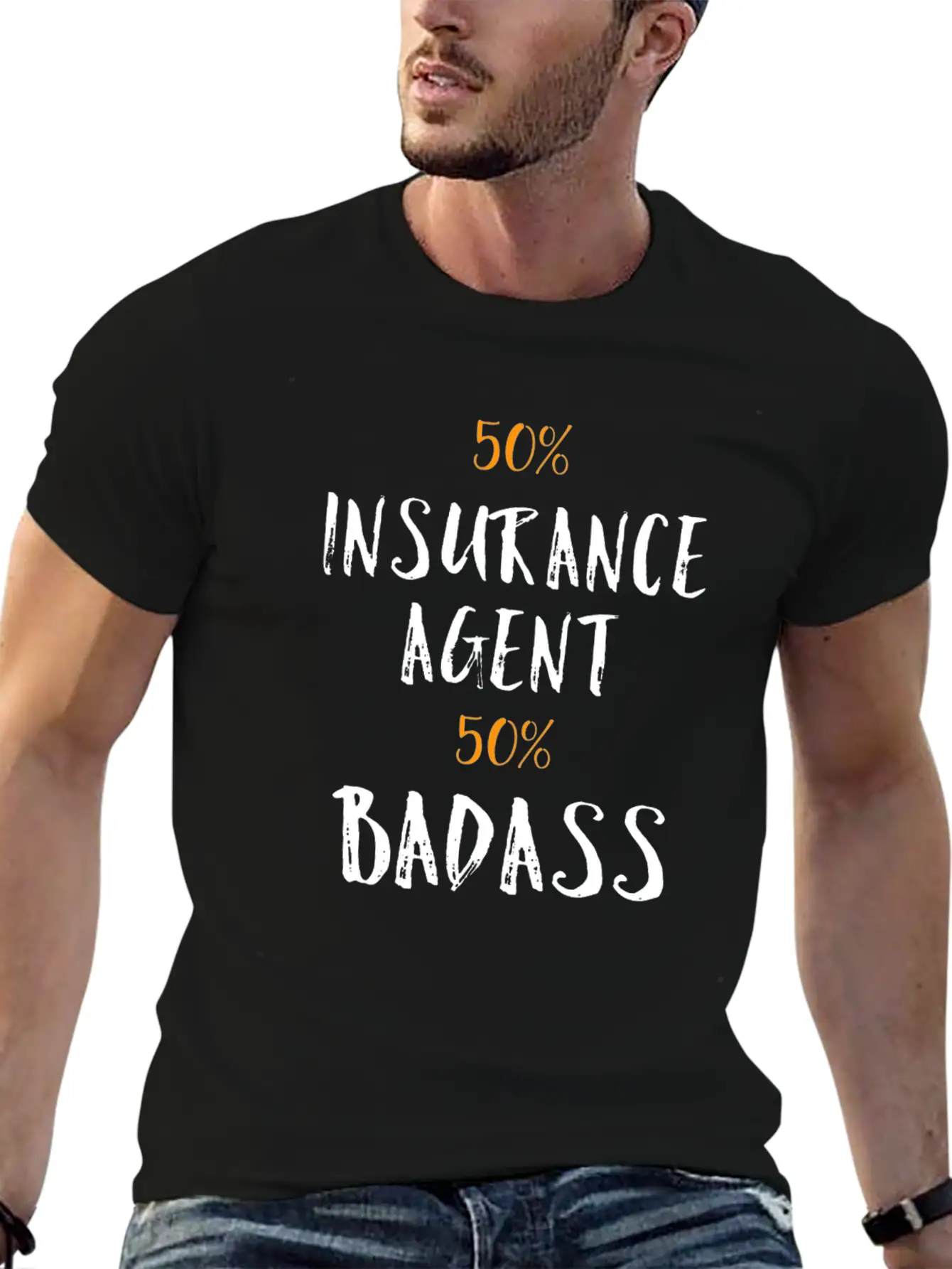 50% Insurance Agent 50% Badass Cool Profession Gif Soft Cotton Short Sleeve Tee – Unisex Wardrobe Staple