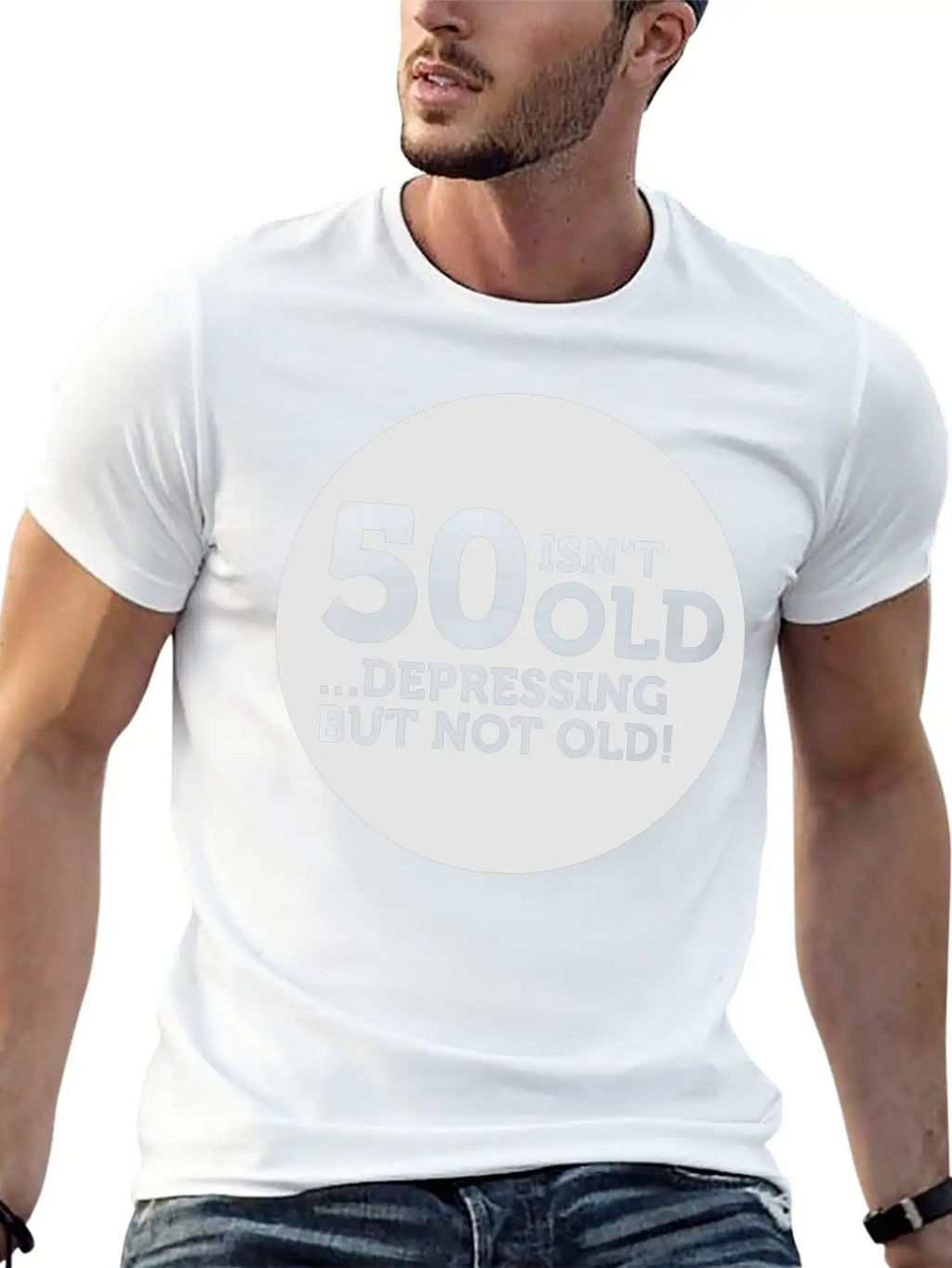 50 Is Not Old. Depressing, But Not Old! Classic Crew Neck Graphic Tee – Everyday Minimal Look