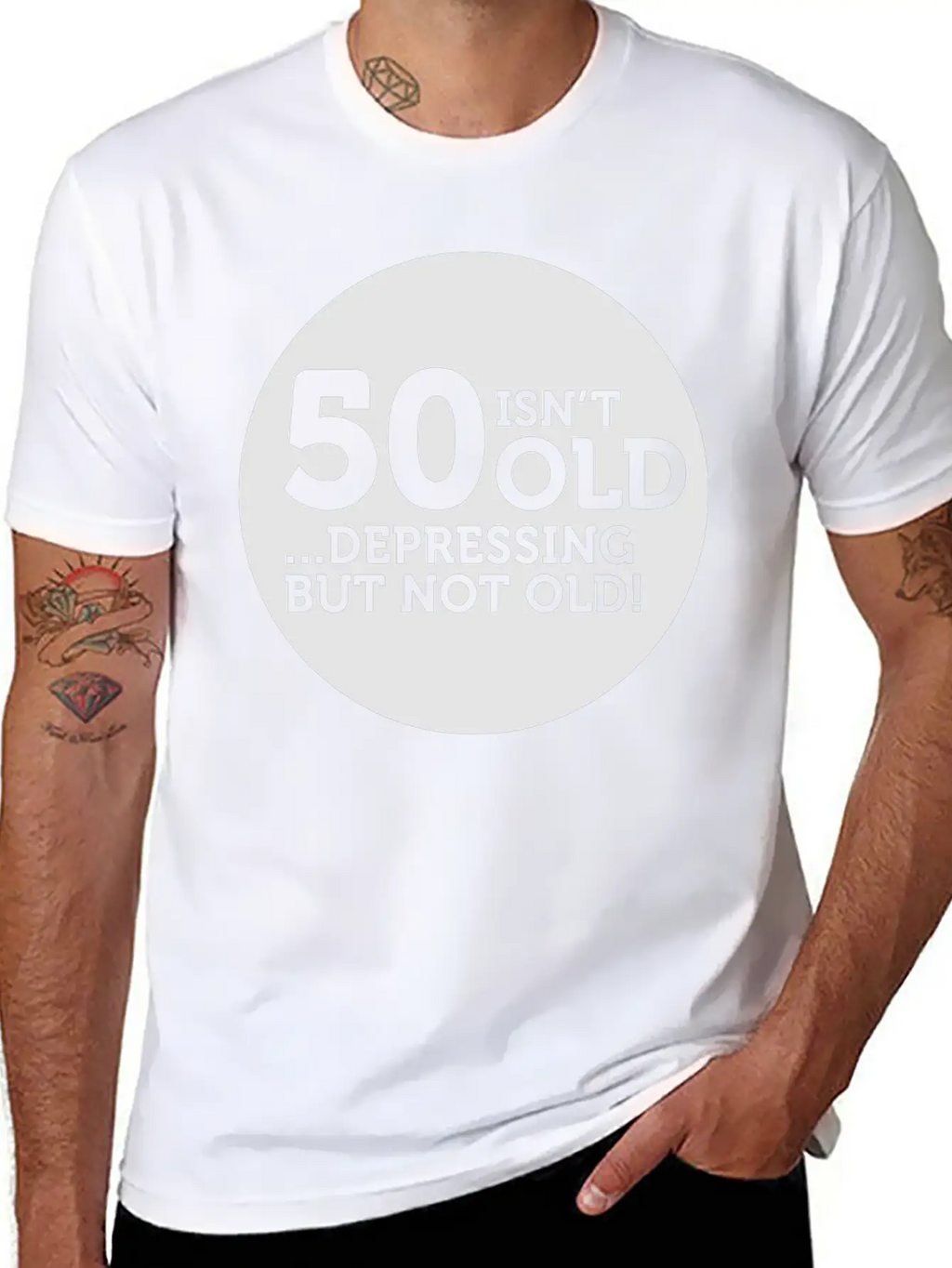 50 Is Not Old. Depressing, But Not Old! Classic Crew Neck Graphic Tee – Everyday Minimal Look