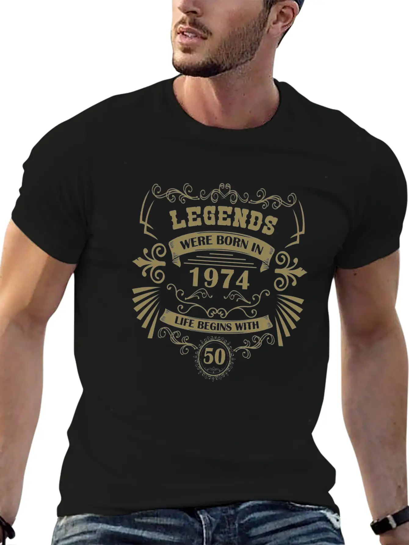 50th Birthday Vintage 1974 Vintage Western Lightweight Cotton T-Shirt – Daily Comfort Graphic Shirt