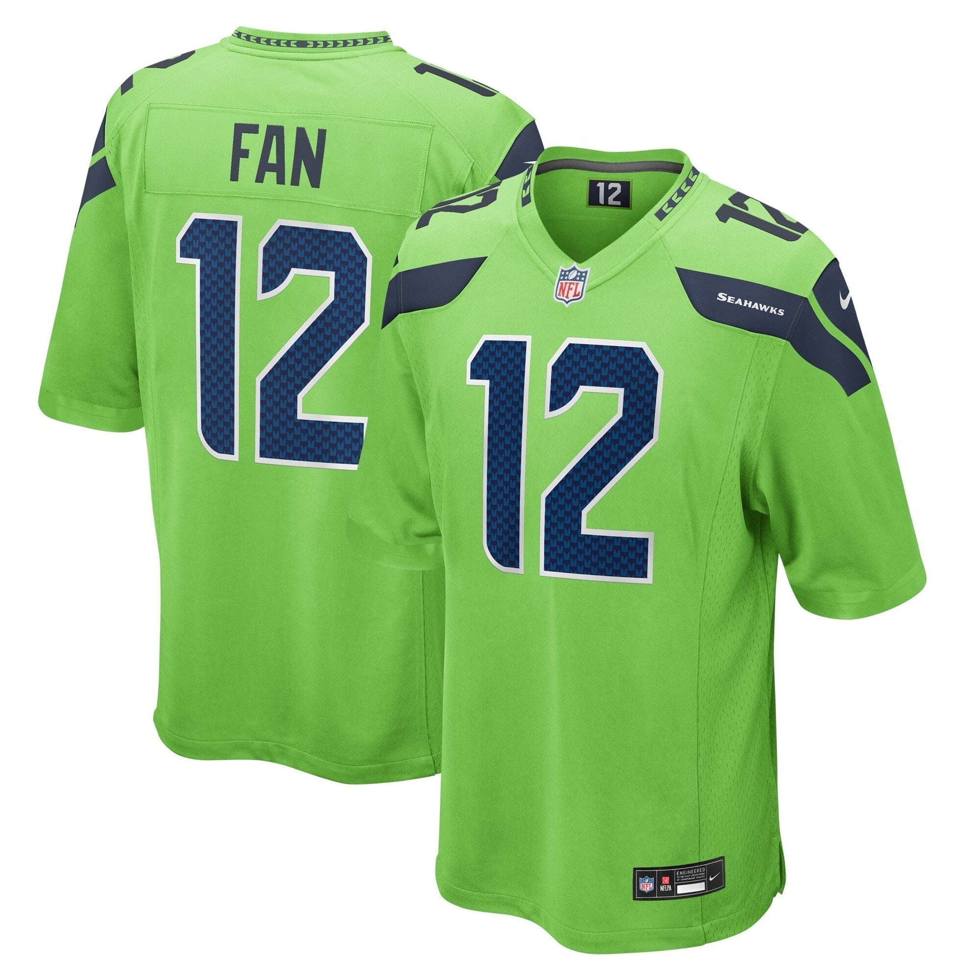 12s Seattle Seahawks Nike  Game Jersey - Neon Green