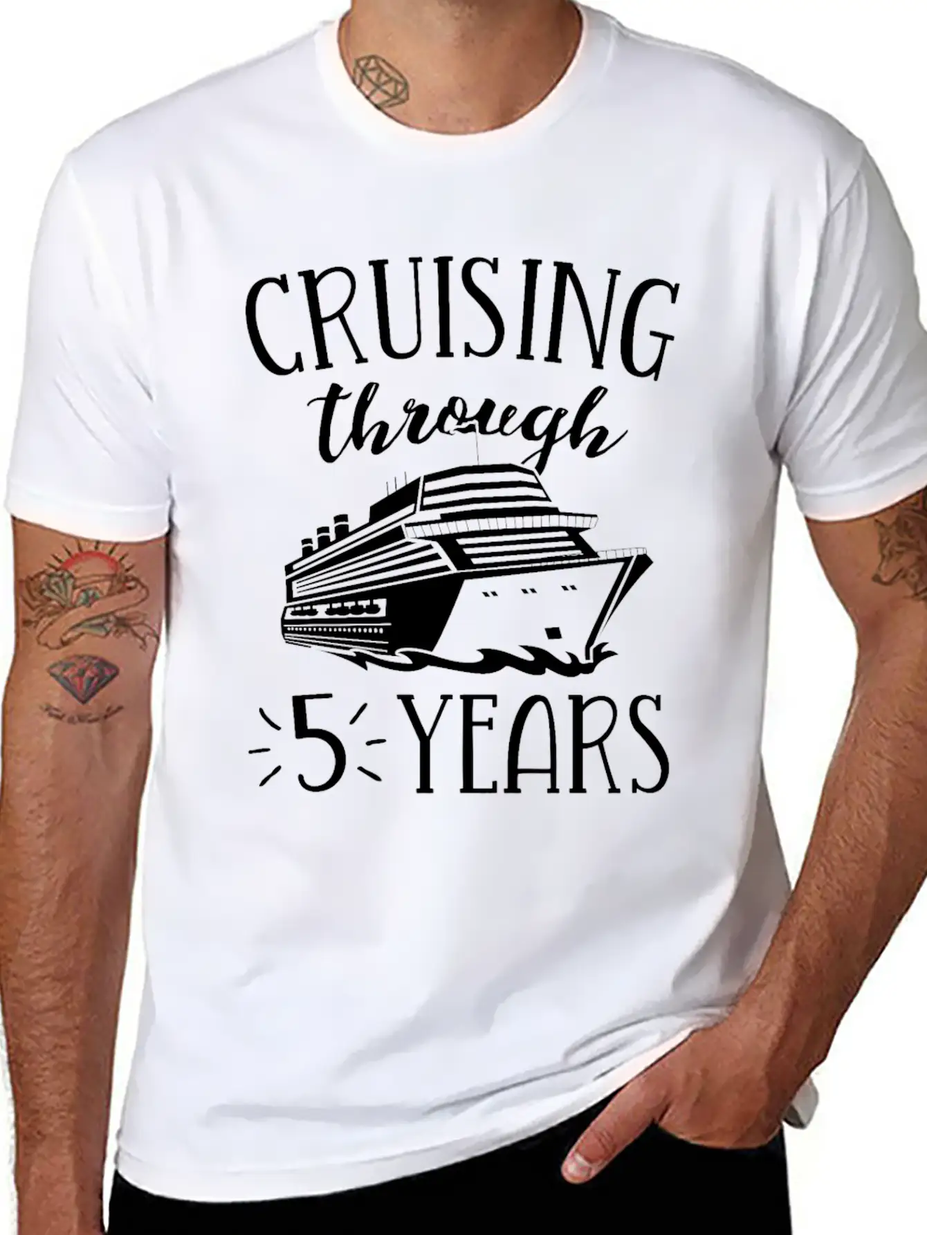 5th Anniversary Cruise TShirt Vacation Match Modern Fit Casual T-Shirt – Clean And Versatile Design