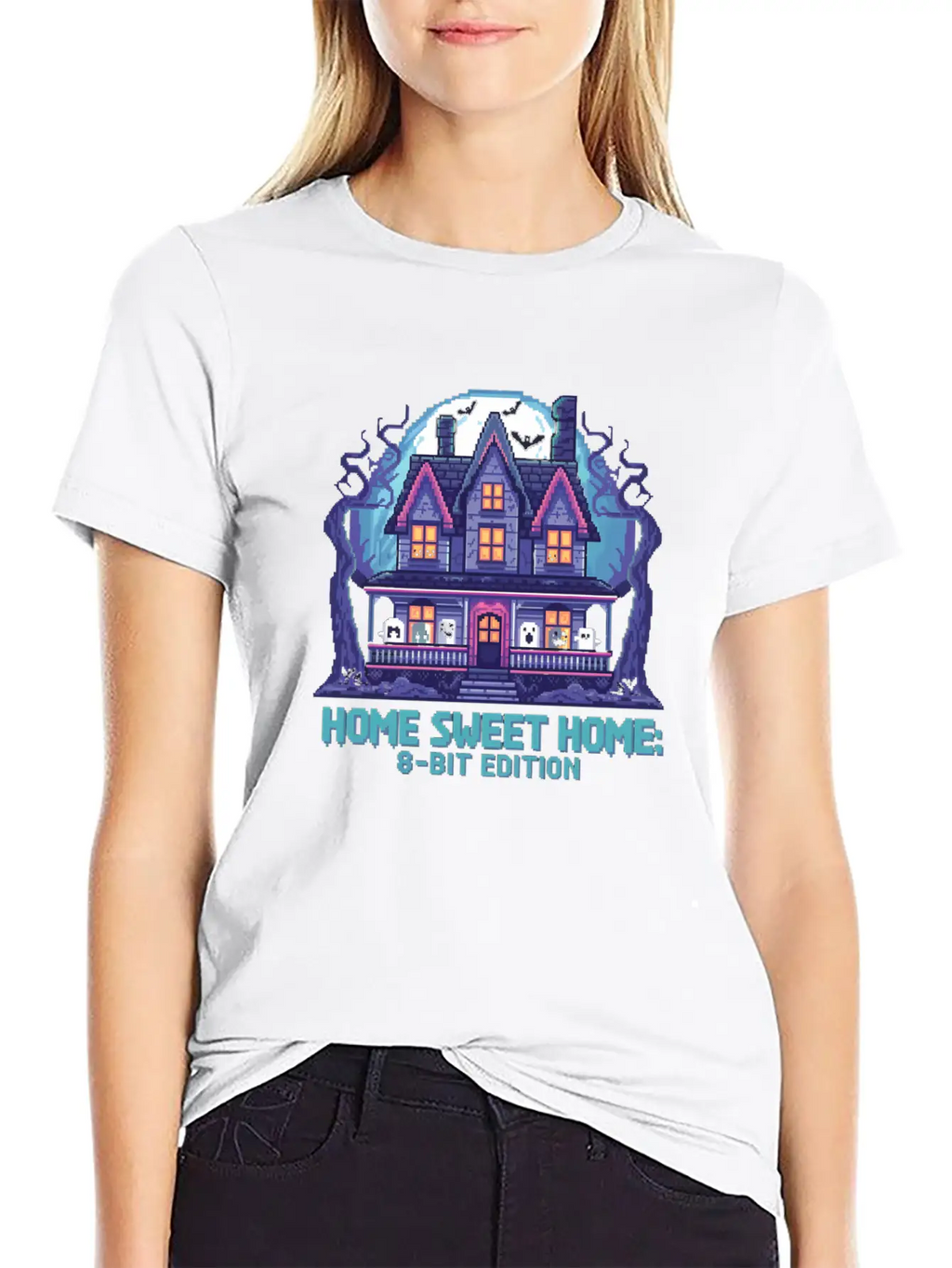 8 Bit Haunted House 01 Modern Fit Casual T-Shirt – Clean And Versatile Design