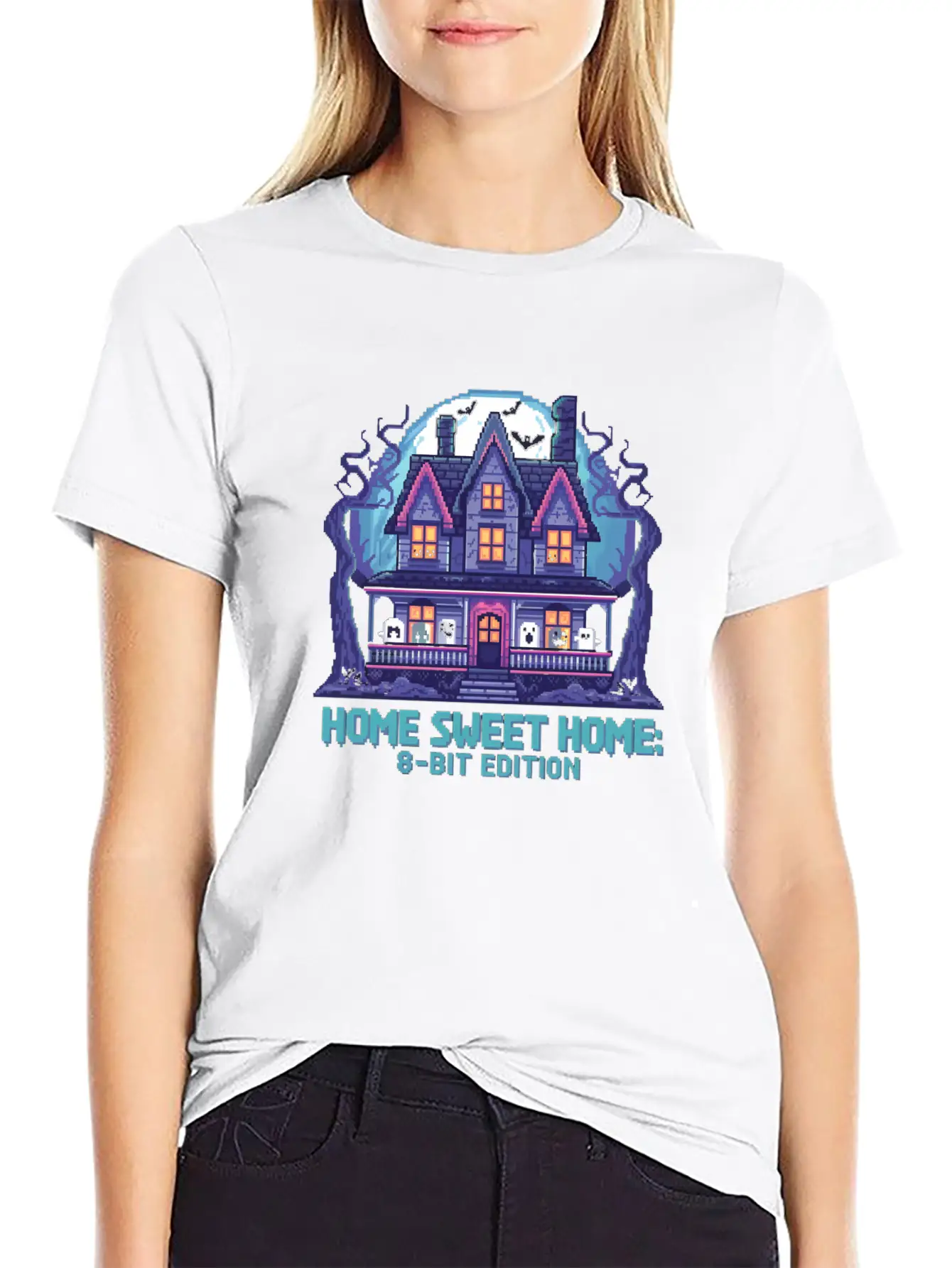 8 Bit Haunted House 01 Modern Fit Casual T-Shirt – Clean And Versatile Design
