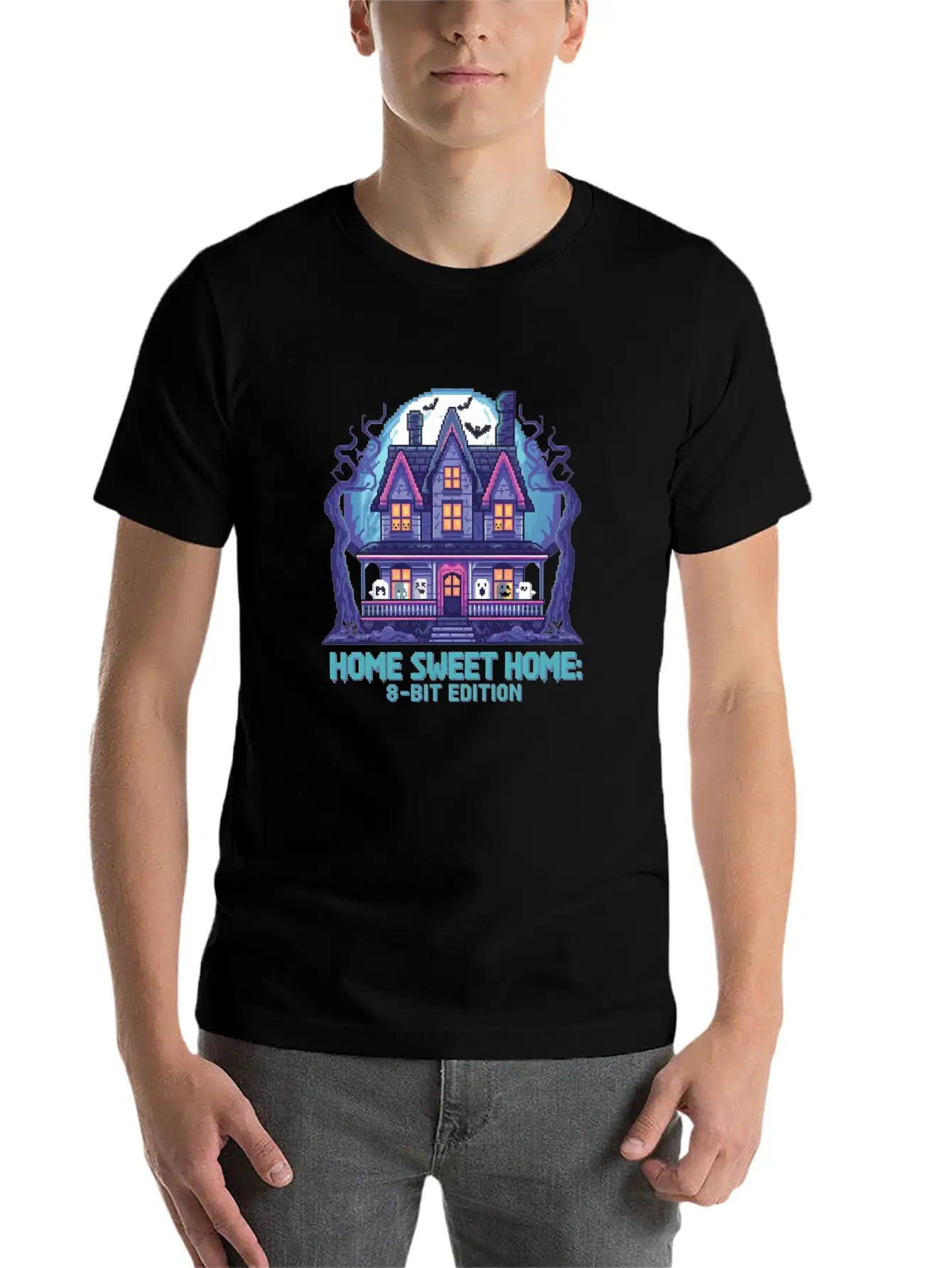 8 Bit Haunted House 01 Modern Fit Casual T-Shirt – Clean And Versatile Design