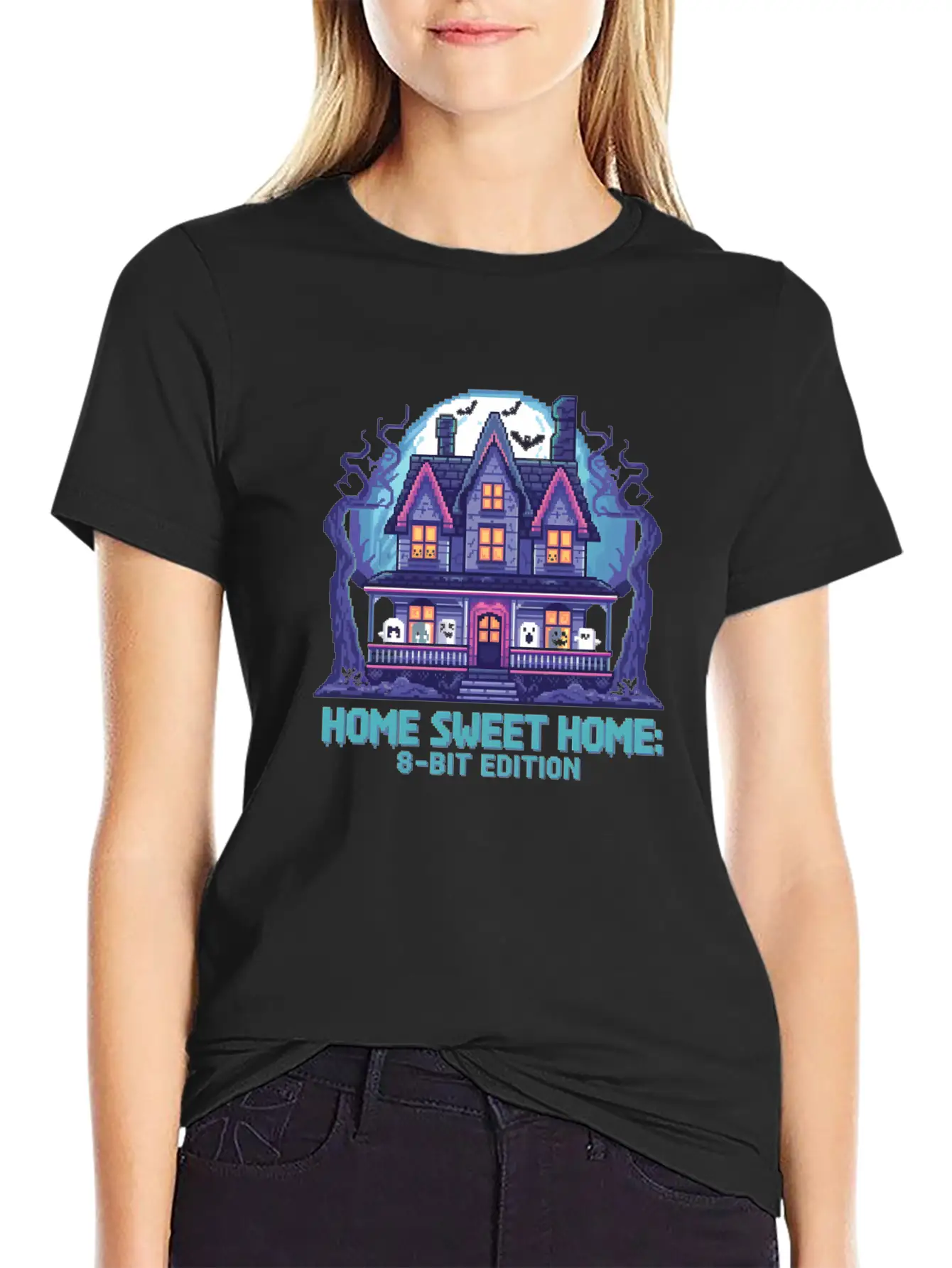8 Bit Haunted House 01 Modern Fit Casual T-Shirt – Clean And Versatile Design