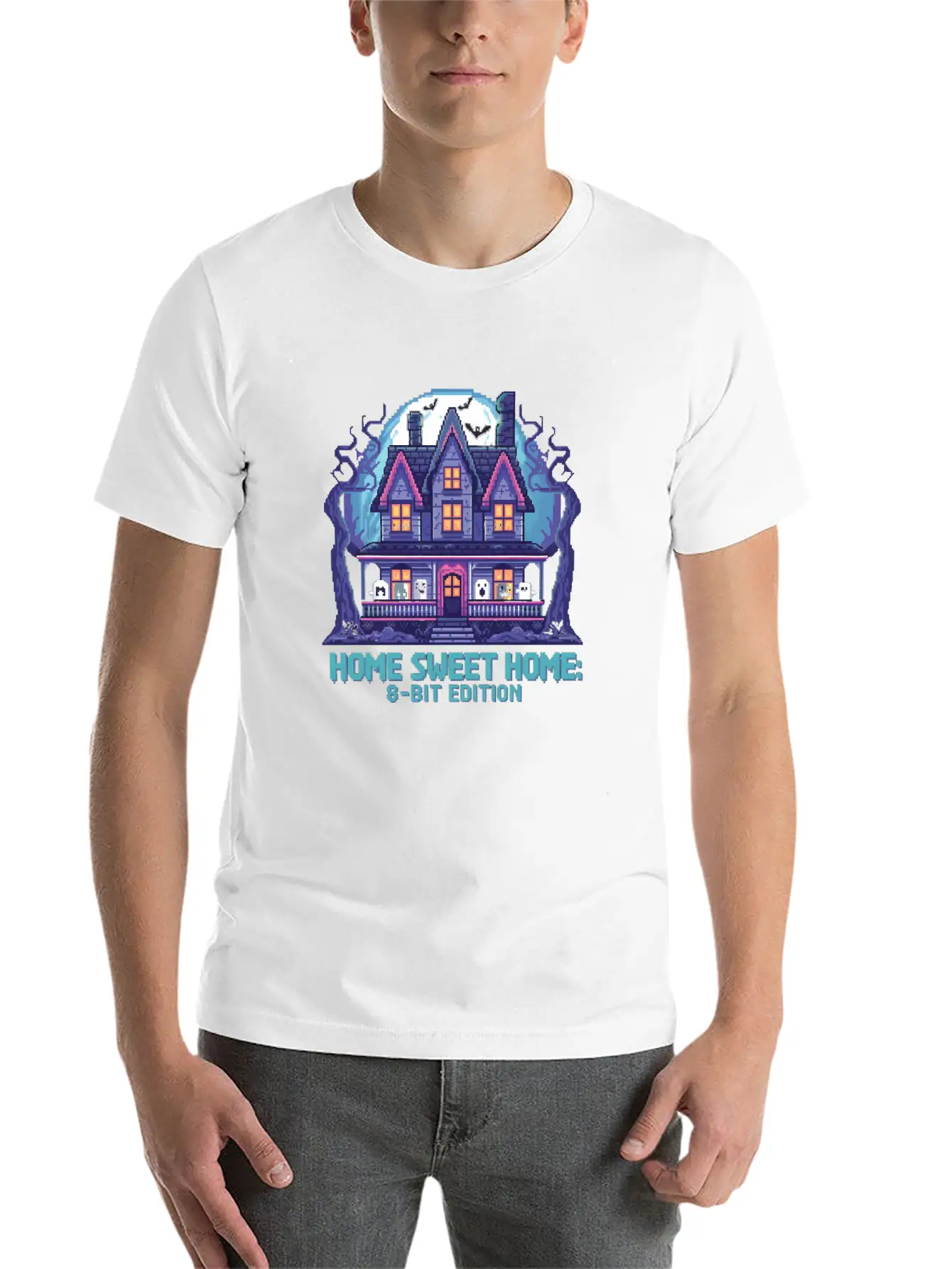 8 Bit Haunted House 01 Modern Fit Casual T-Shirt – Clean And Versatile Design