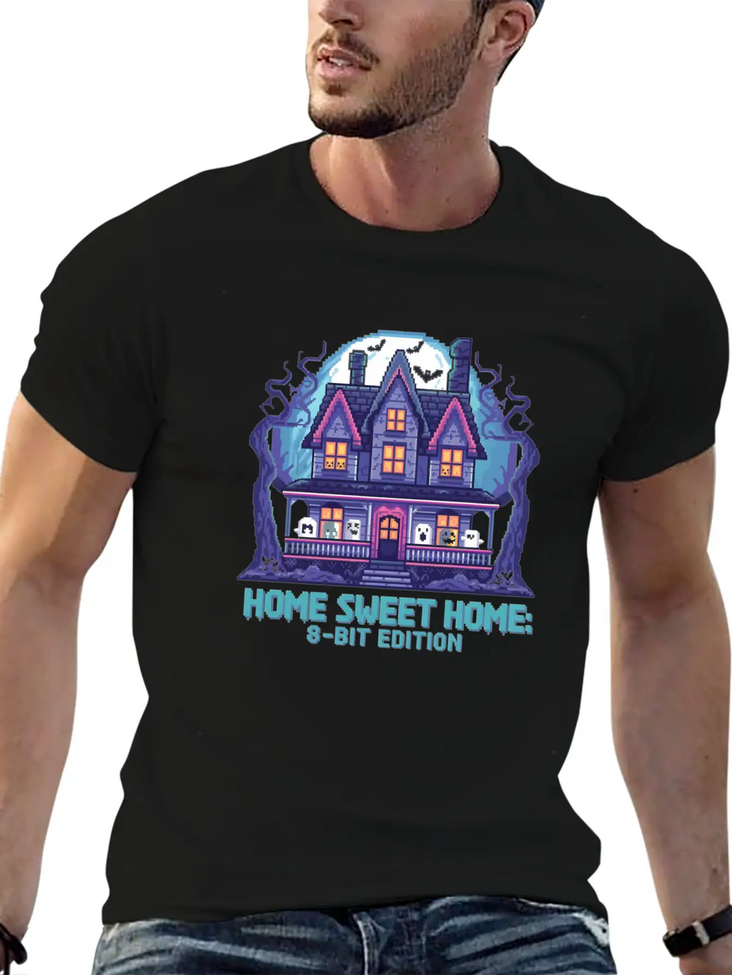 8 Bit Haunted House 01 Modern Fit Casual T-Shirt – Clean And Versatile Design