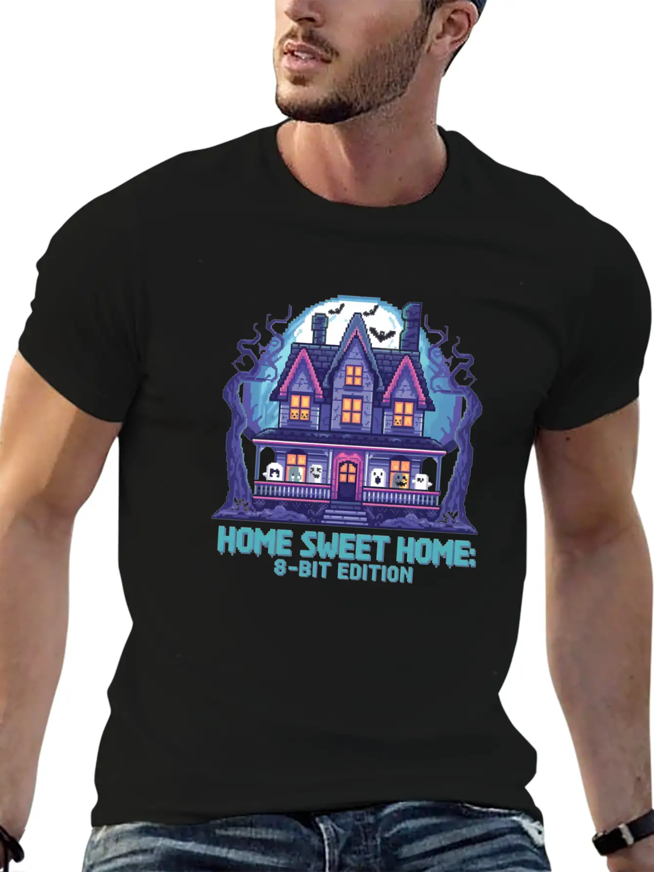 8 Bit Haunted House 01 Modern Fit Casual T-Shirt – Clean And Versatile Design