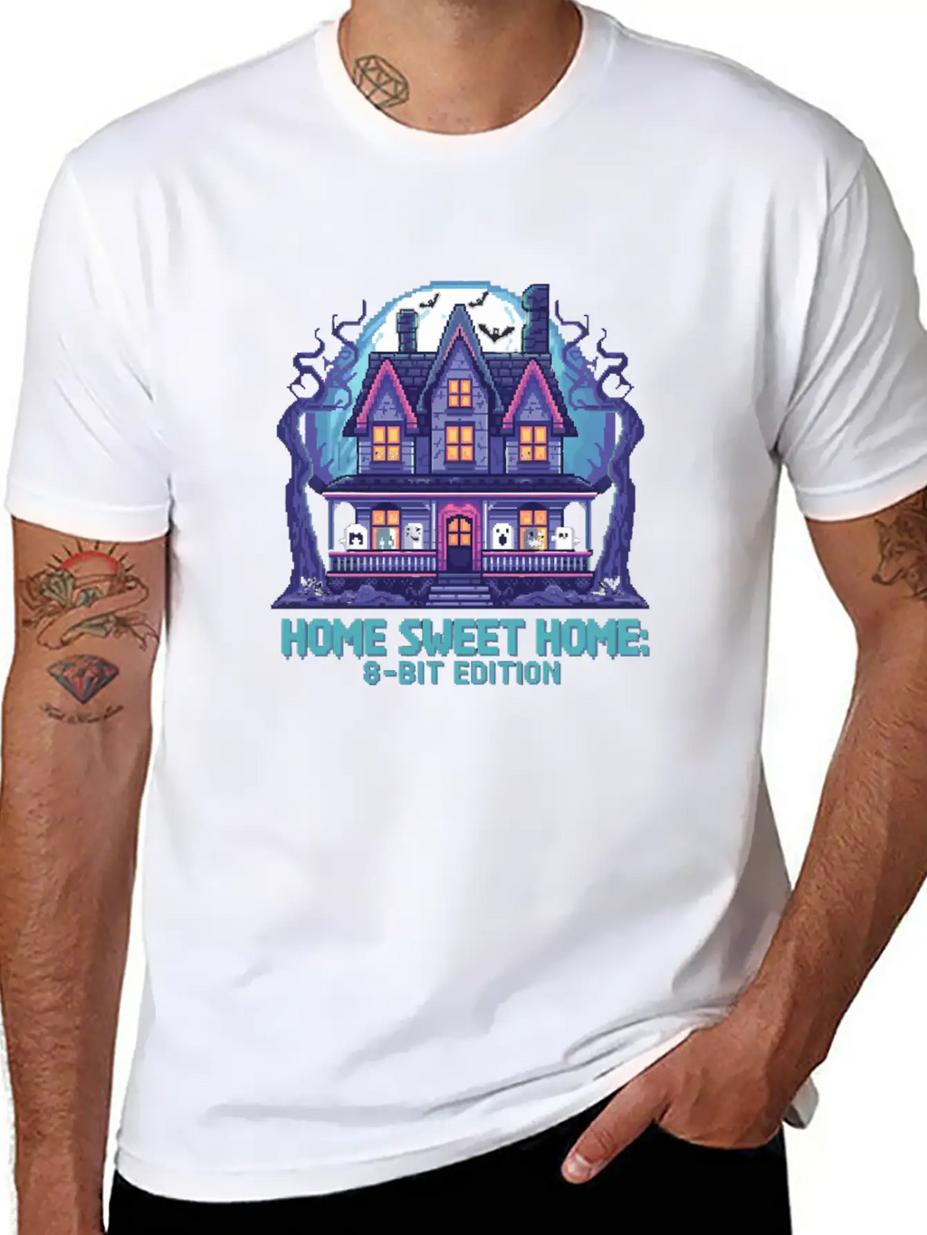 8 Bit Haunted House 01 Modern Fit Casual T-Shirt – Clean And Versatile Design