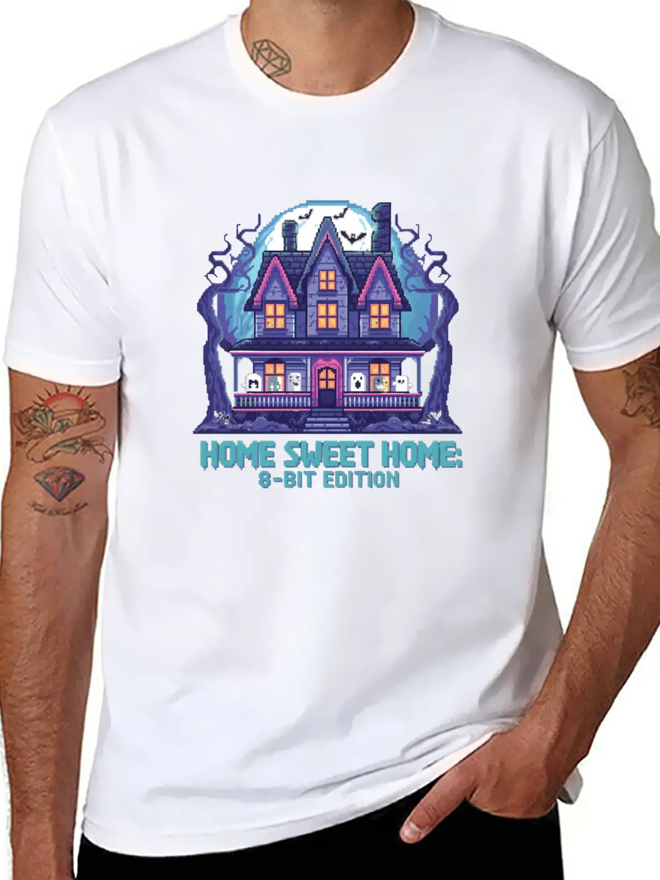 8 Bit Haunted House 01 Modern Fit Casual T-Shirt – Clean And Versatile Design