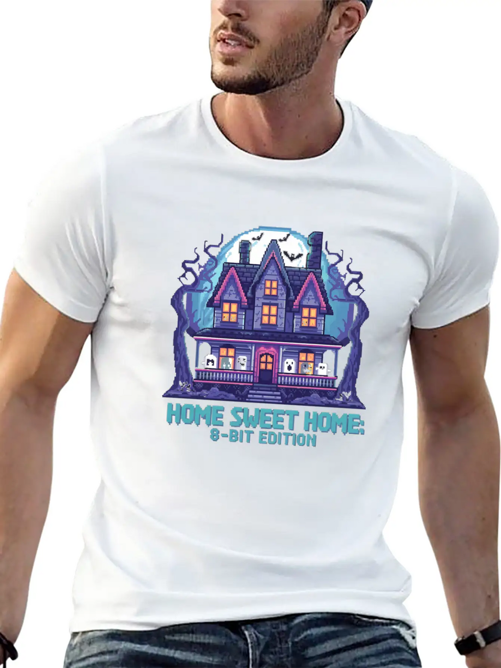 8 Bit Haunted House 01 Modern Fit Casual T-Shirt – Clean And Versatile Design