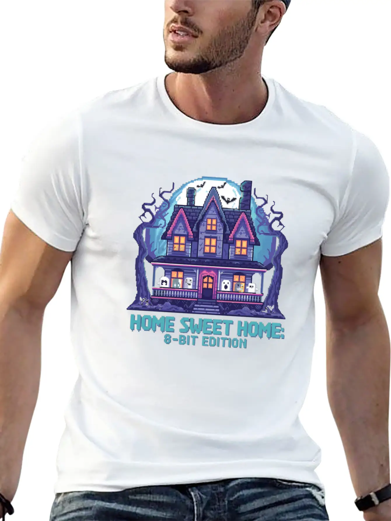 8 Bit Haunted House 01 Modern Fit Casual T-Shirt – Clean And Versatile Design