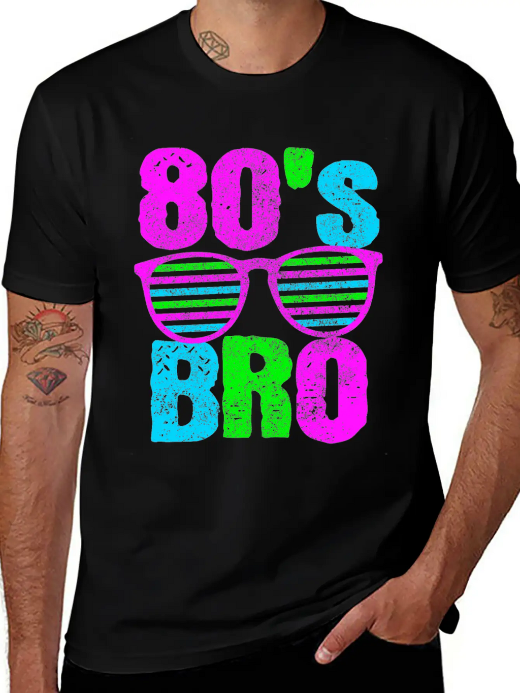 80s Bro - Retro Sunglasses Neon Disco Timeless Short Sleeve Tee – Comfy And Minimalist Design