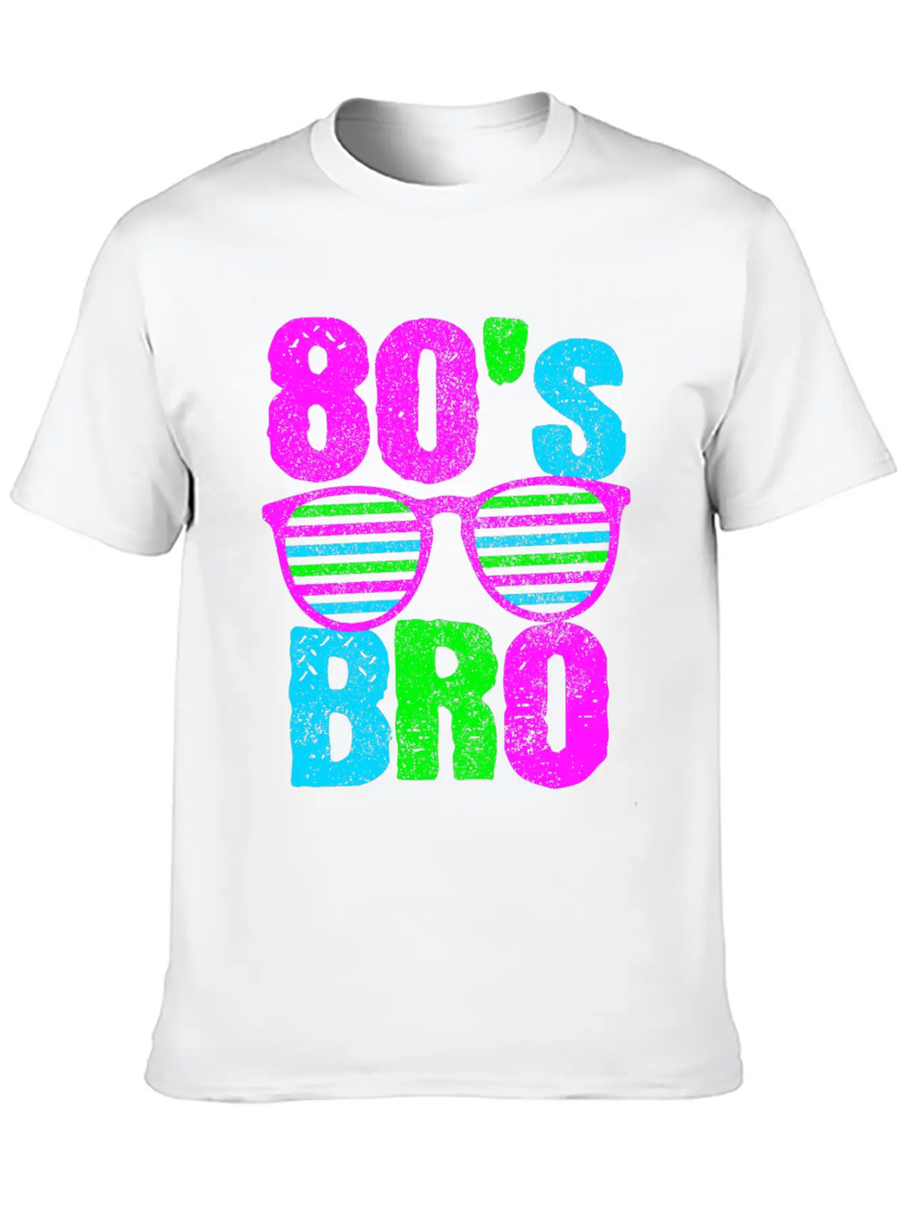 80s Bro - Retro Sunglasses Neon Disco Timeless Short Sleeve Tee – Comfy And Minimalist Design
