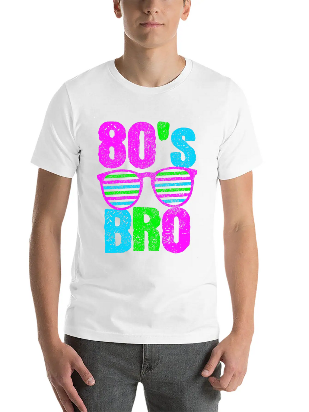 80s Bro - Retro Sunglasses Neon Disco Timeless Short Sleeve Tee – Comfy And Minimalist Design