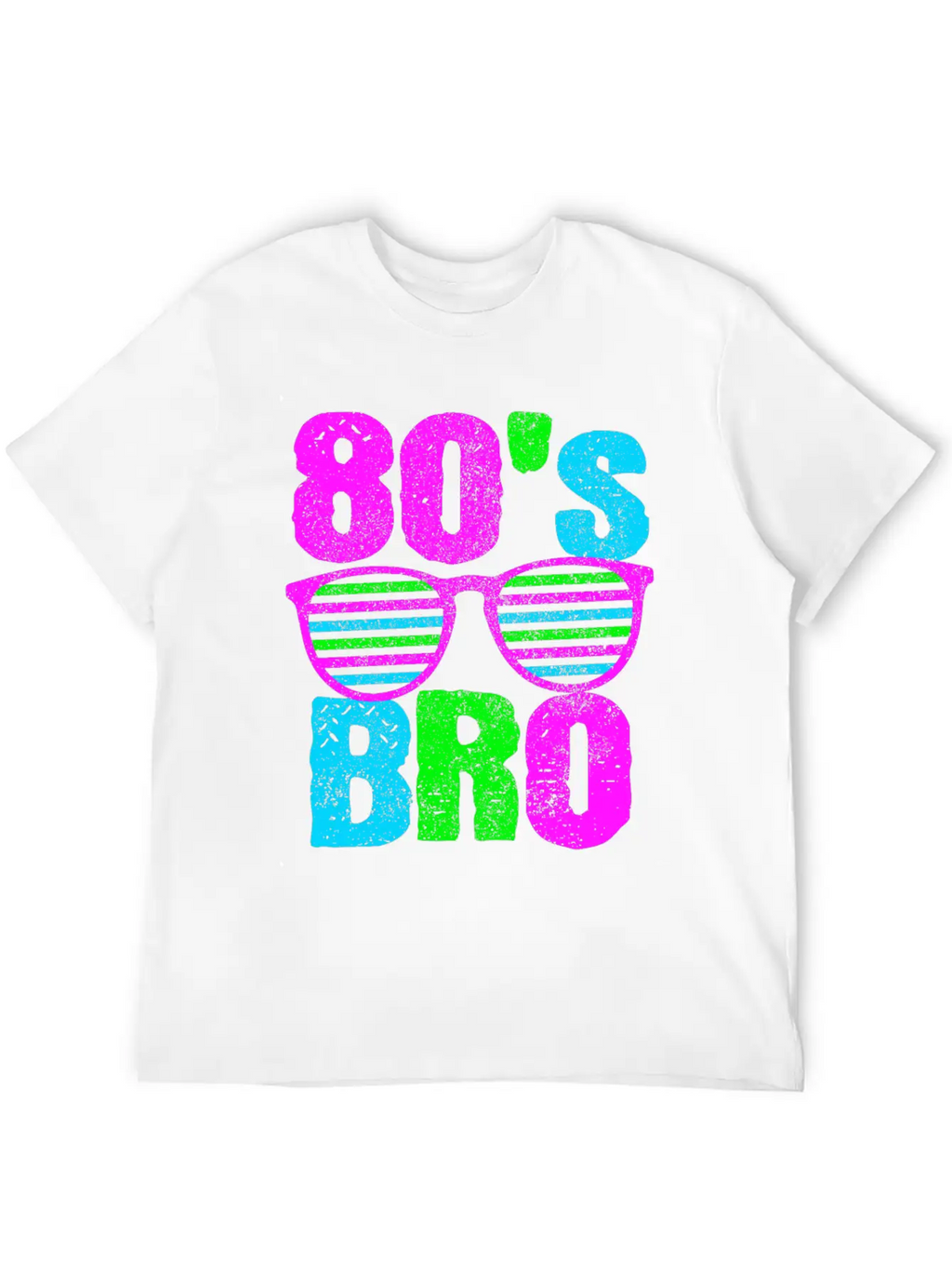 80s Bro - Retro Sunglasses Neon Disco Timeless Short Sleeve Tee – Comfy And Minimalist Design