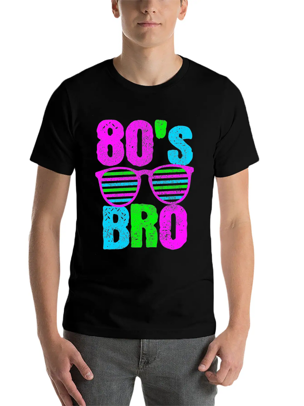 80s Bro - Retro Sunglasses Neon Disco Timeless Short Sleeve Tee – Comfy And Minimalist Design