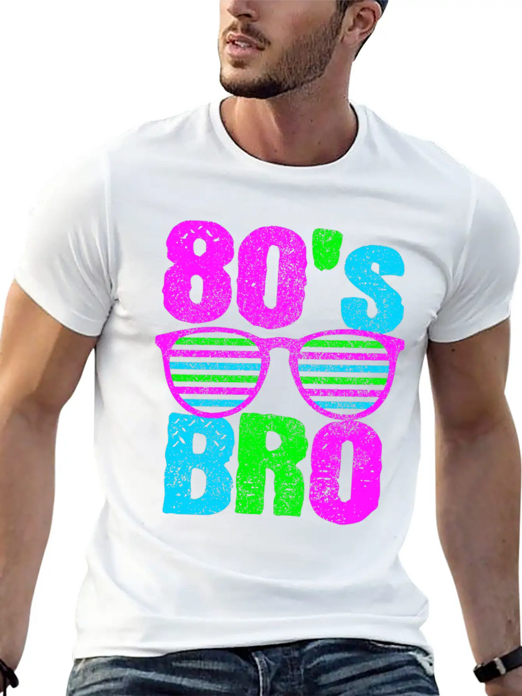 80s Bro - Retro Sunglasses Neon Disco Timeless Short Sleeve Tee – Comfy And Minimalist Design