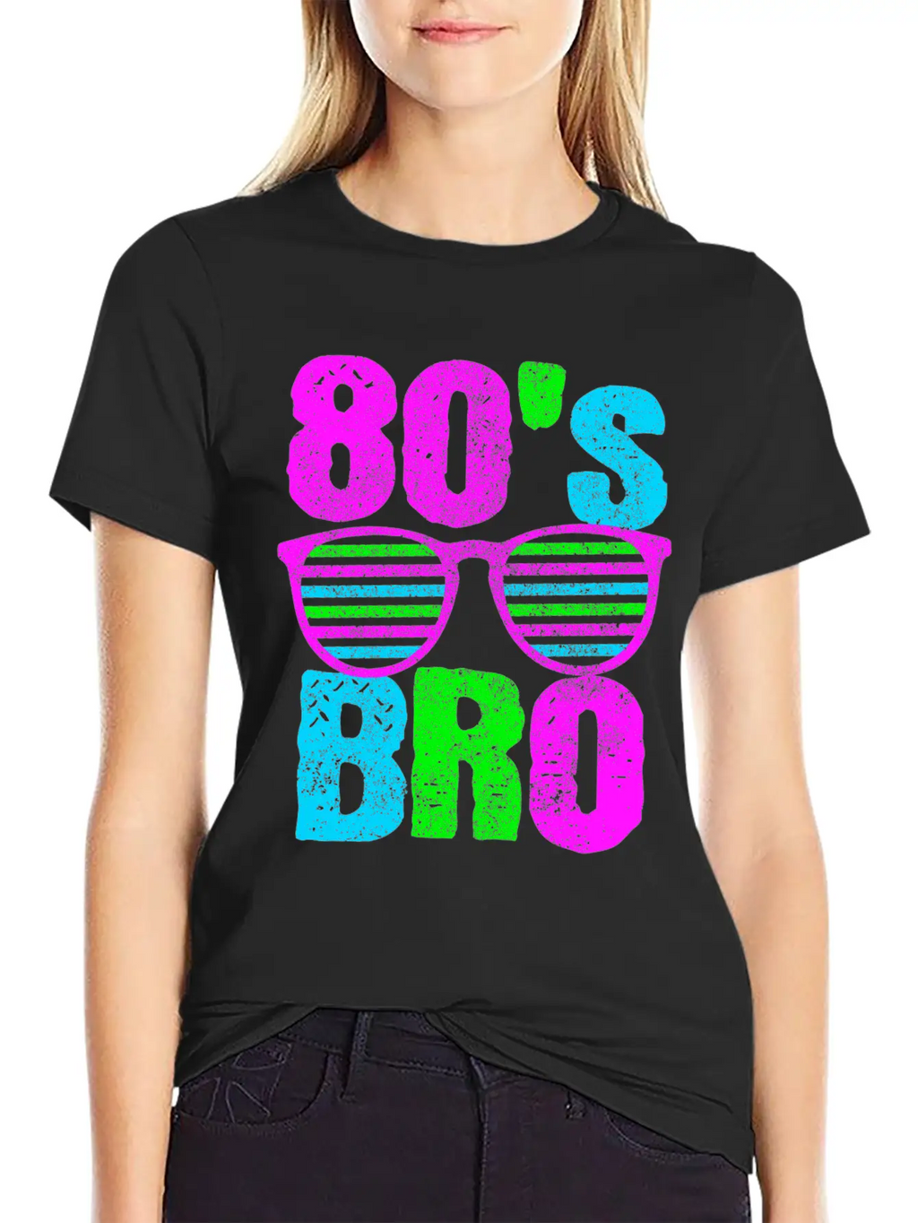 80s Bro - Retro Sunglasses Neon Disco Timeless Short Sleeve Tee – Comfy And Minimalist Design