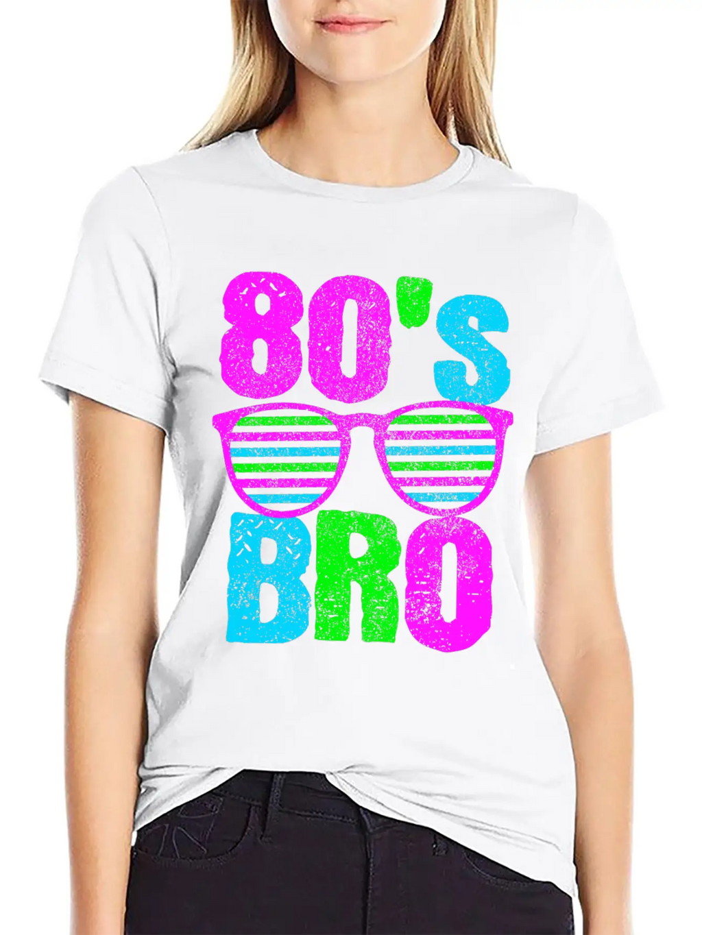 80s Bro - Retro Sunglasses Neon Disco Timeless Short Sleeve Tee – Comfy And Minimalist Design