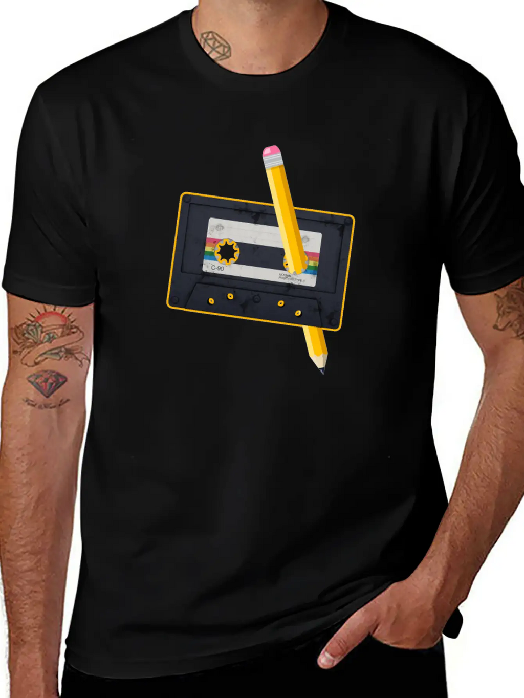 80's Cassette Tape 1990s Pencil Winding Cassette Classic Fit Graphic Tee For Daily Comfort – Unisex Cotton Shirt