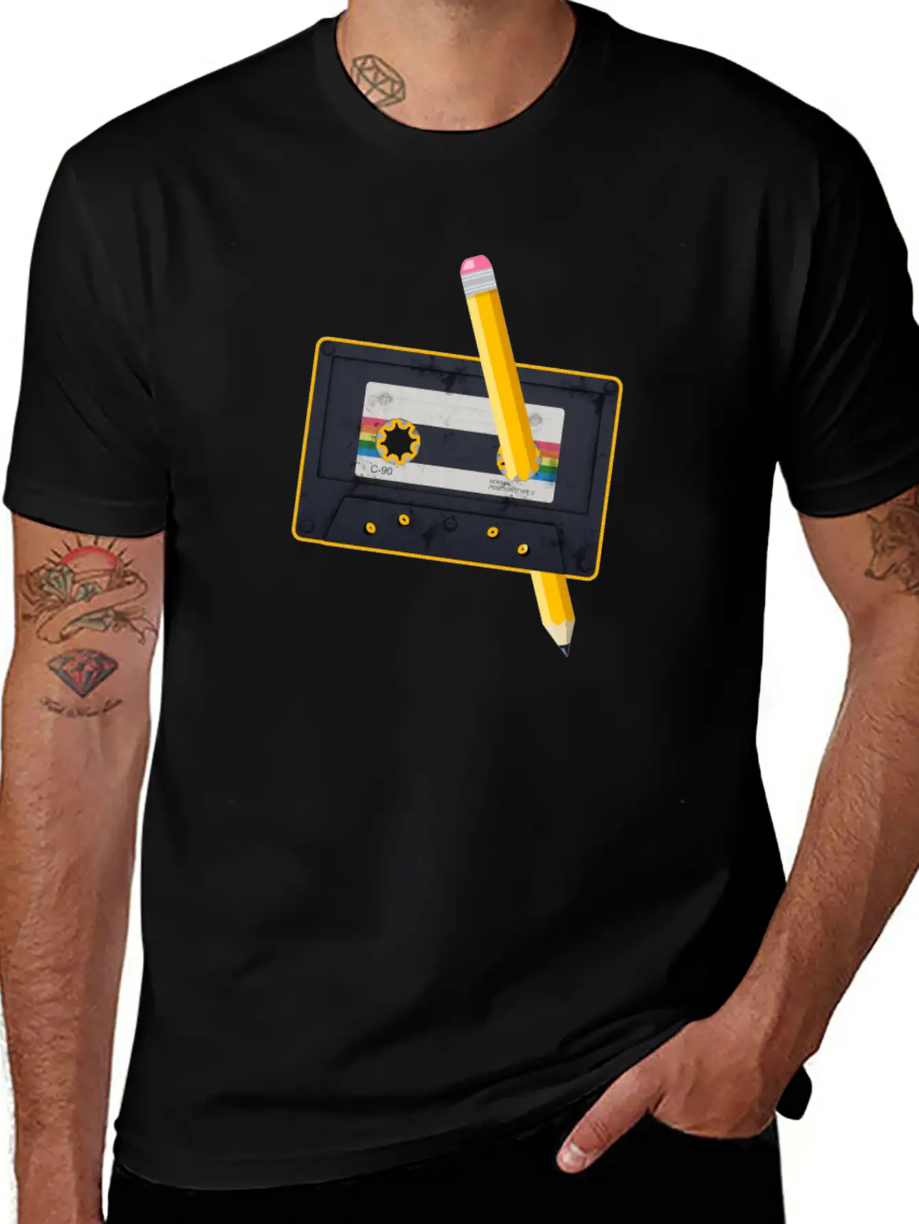 80's Cassette Tape 1990s Pencil Winding Cassette Classic Fit Graphic Tee For Daily Comfort – Unisex Cotton Shirt