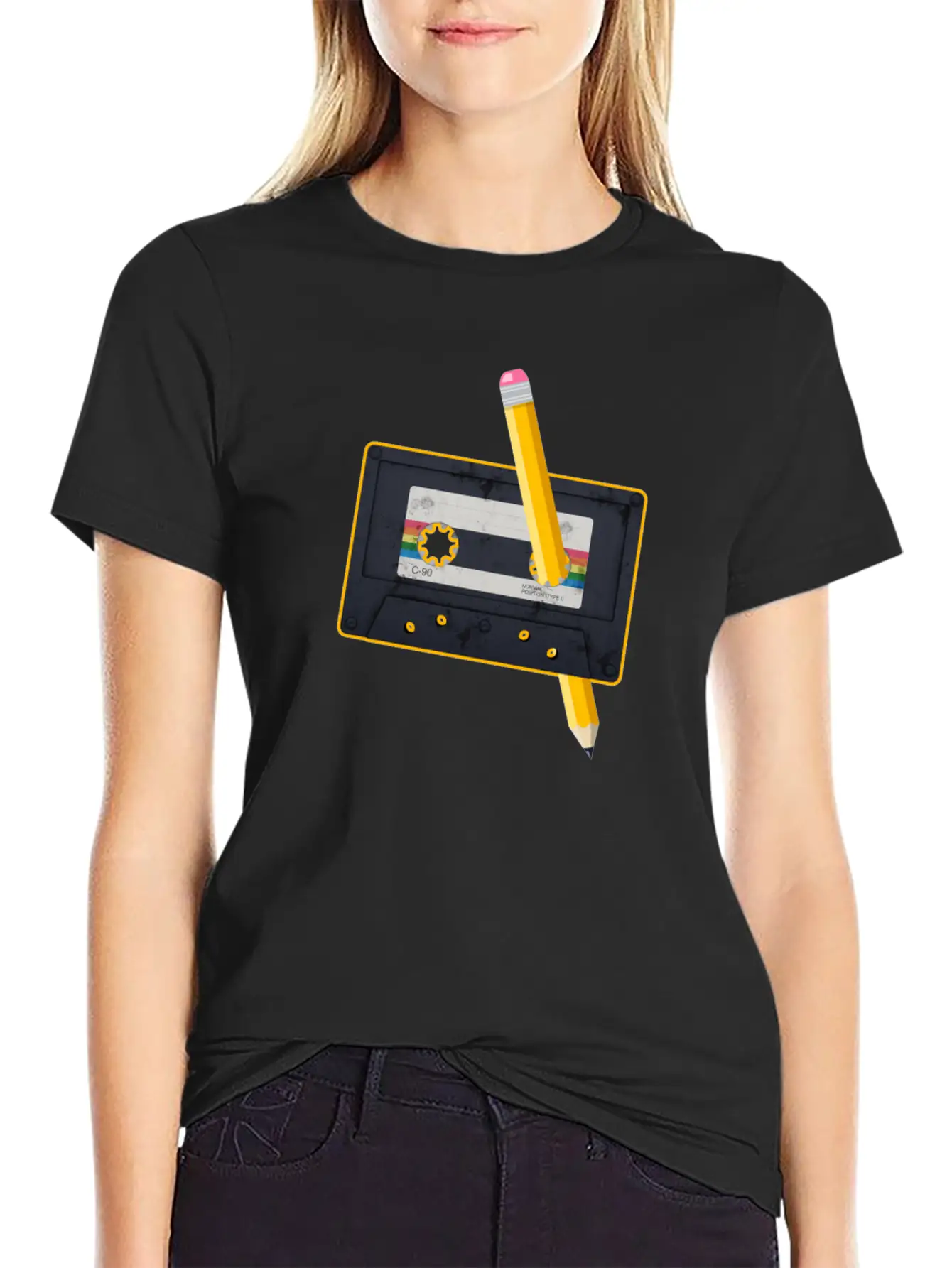 80's Cassette Tape 1990s Pencil Winding Cassette Classic Fit Graphic Tee For Daily Comfort – Unisex Cotton Shirt