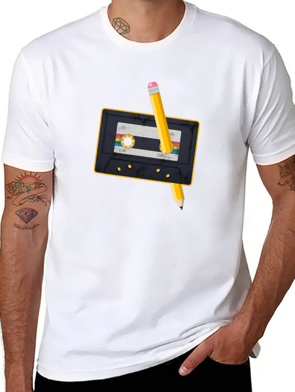 80's Cassette Tape 1990s Pencil Winding Cassette Classic Fit Graphic Tee For Daily Comfort – Unisex Cotton Shirt