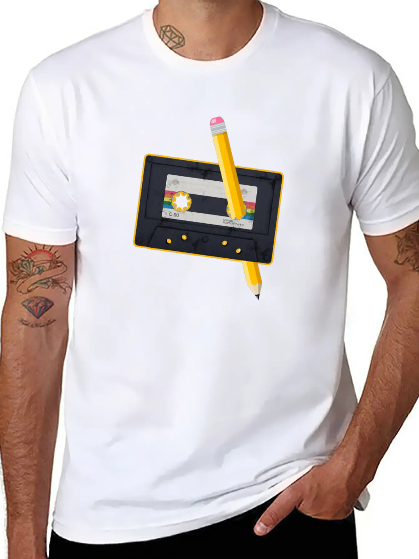 80's Cassette Tape 1990s Pencil Winding Cassette Classic Fit Graphic Tee For Daily Comfort – Unisex Cotton Shirt