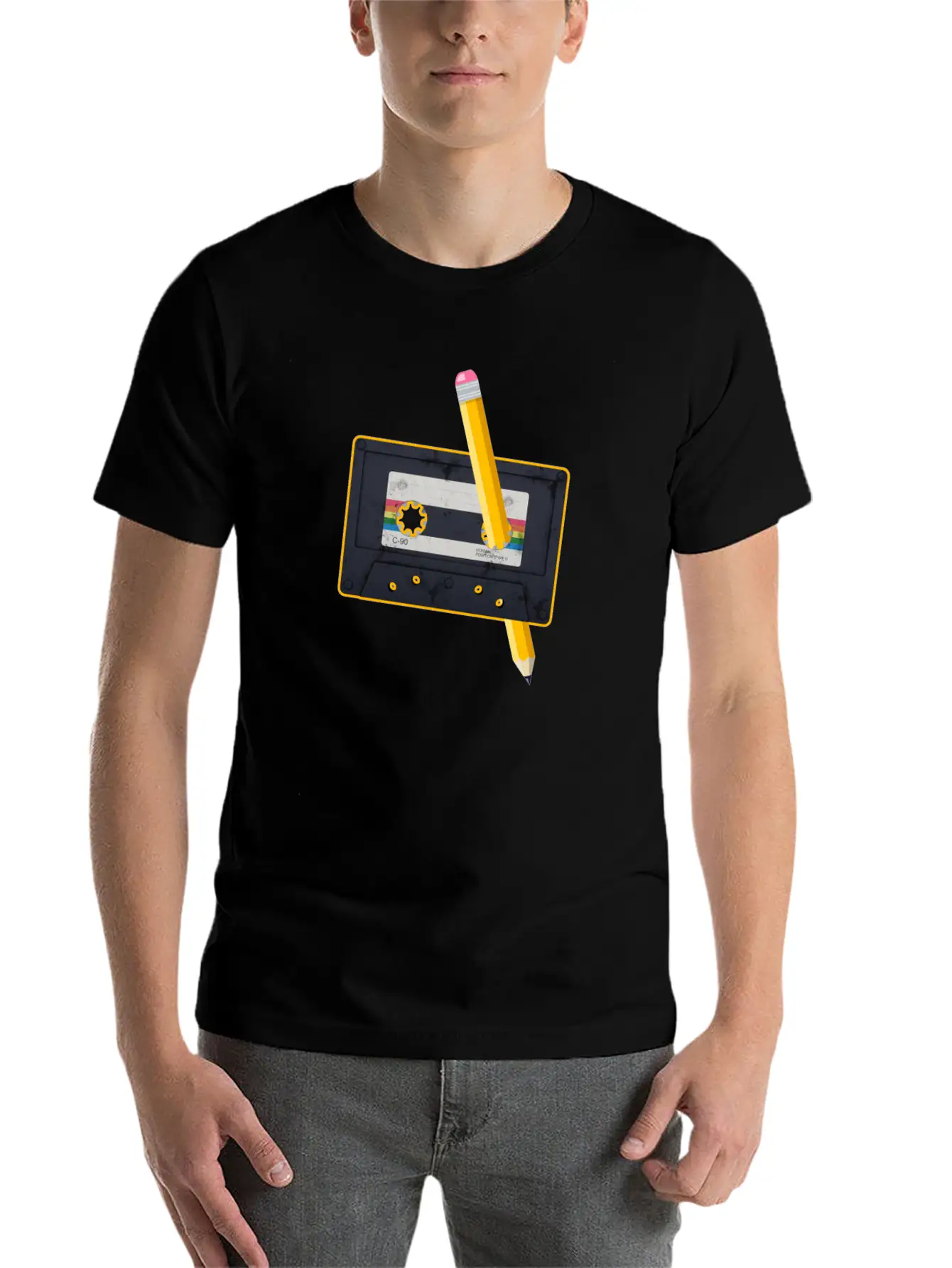 80's Cassette Tape 1990s Pencil Winding Cassette Classic Fit Graphic Tee For Daily Comfort – Unisex Cotton Shirt
