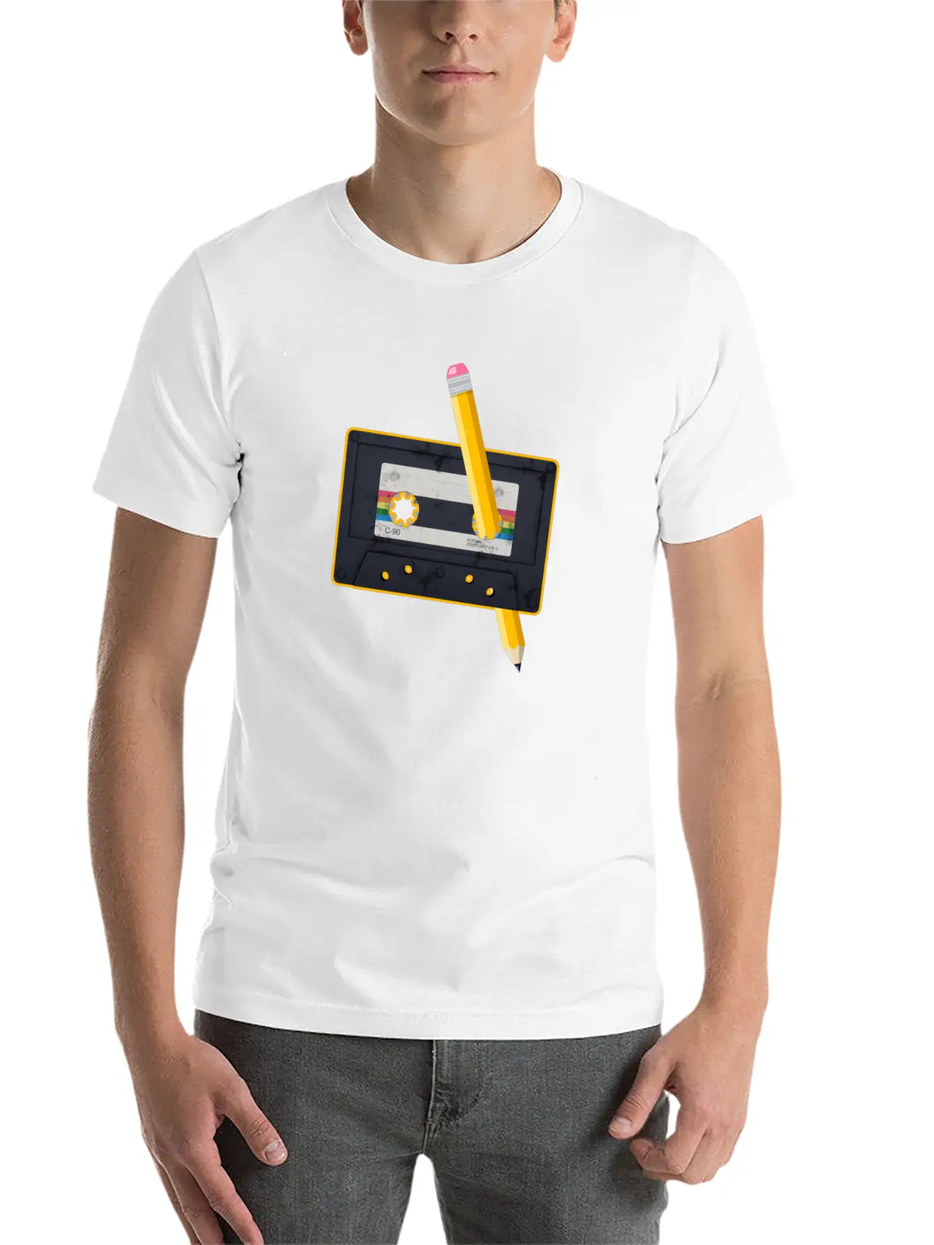 80's Cassette Tape 1990s Pencil Winding Cassette Classic Fit Graphic Tee For Daily Comfort – Unisex Cotton Shirt