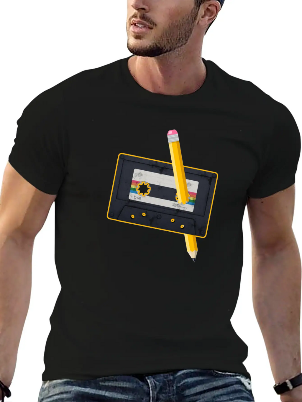 80's Cassette Tape 1990s Pencil Winding Cassette Classic Fit Graphic Tee For Daily Comfort – Unisex Cotton Shirt