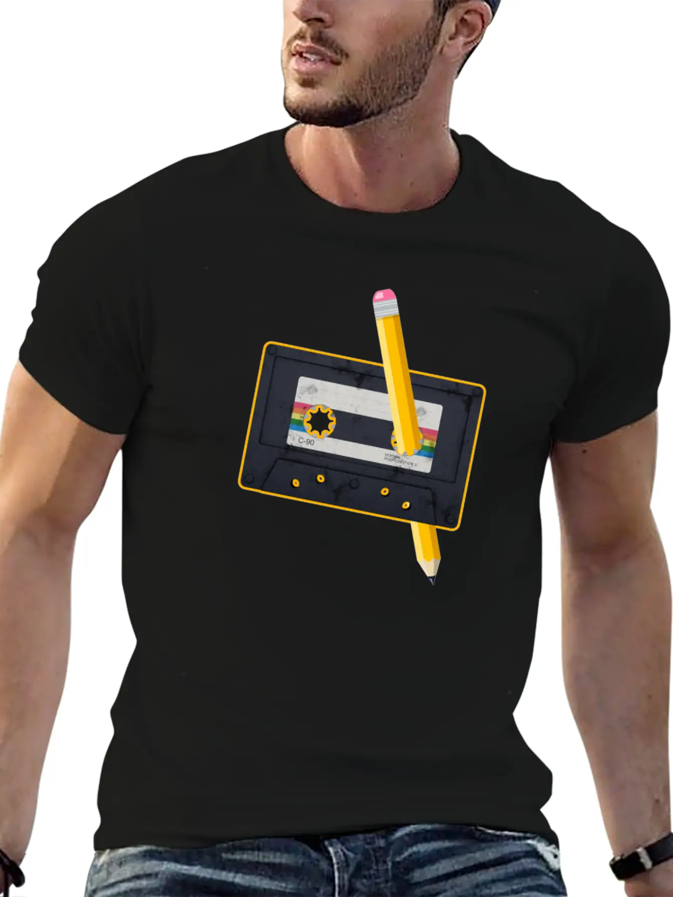 80's Cassette Tape 1990s Pencil Winding Cassette Classic Fit Graphic Tee For Daily Comfort – Unisex Cotton Shirt