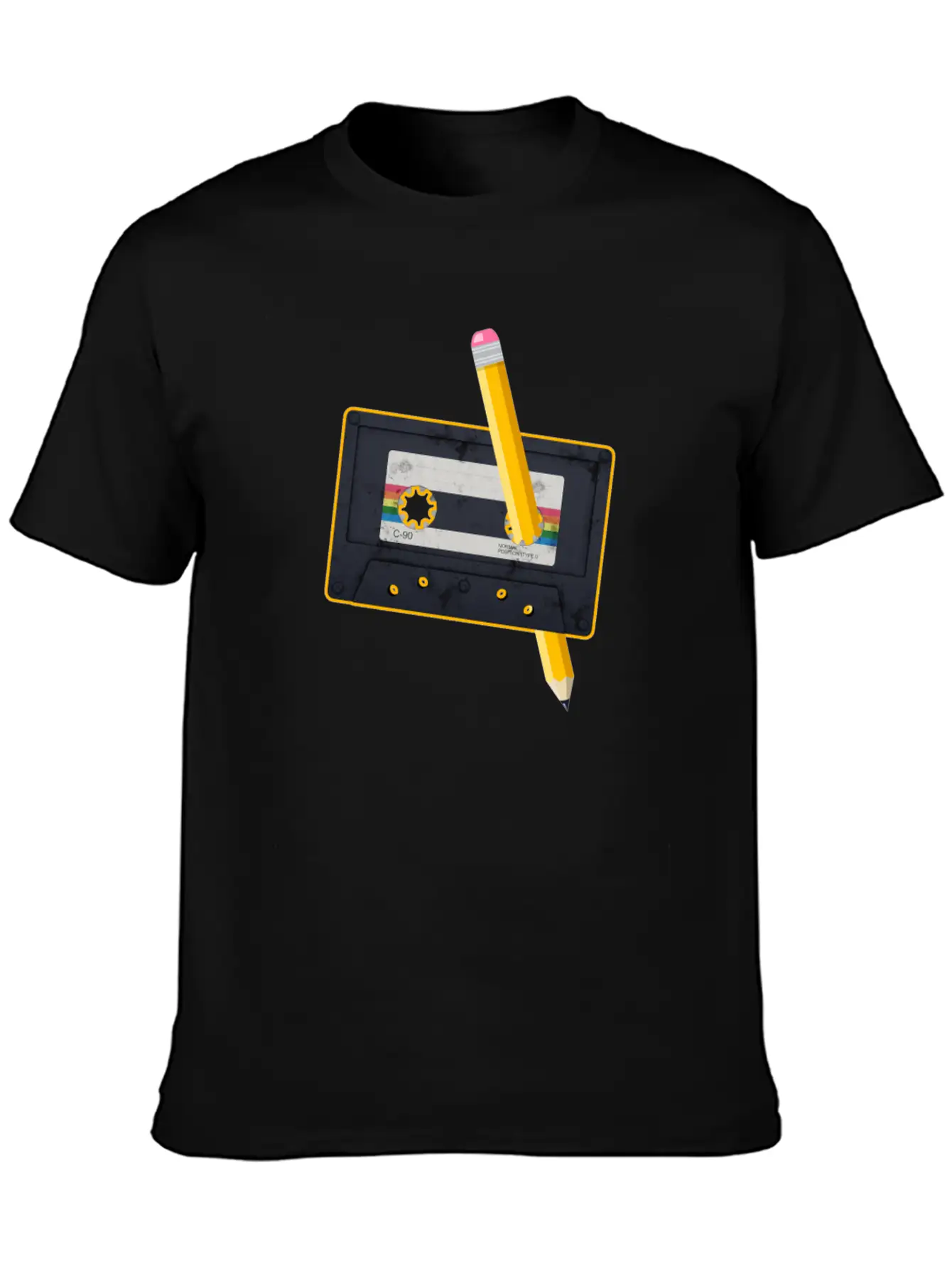 80's Cassette Tape 1990s Pencil Winding Cassette Classic Fit Graphic Tee For Daily Comfort – Unisex Cotton Shirt