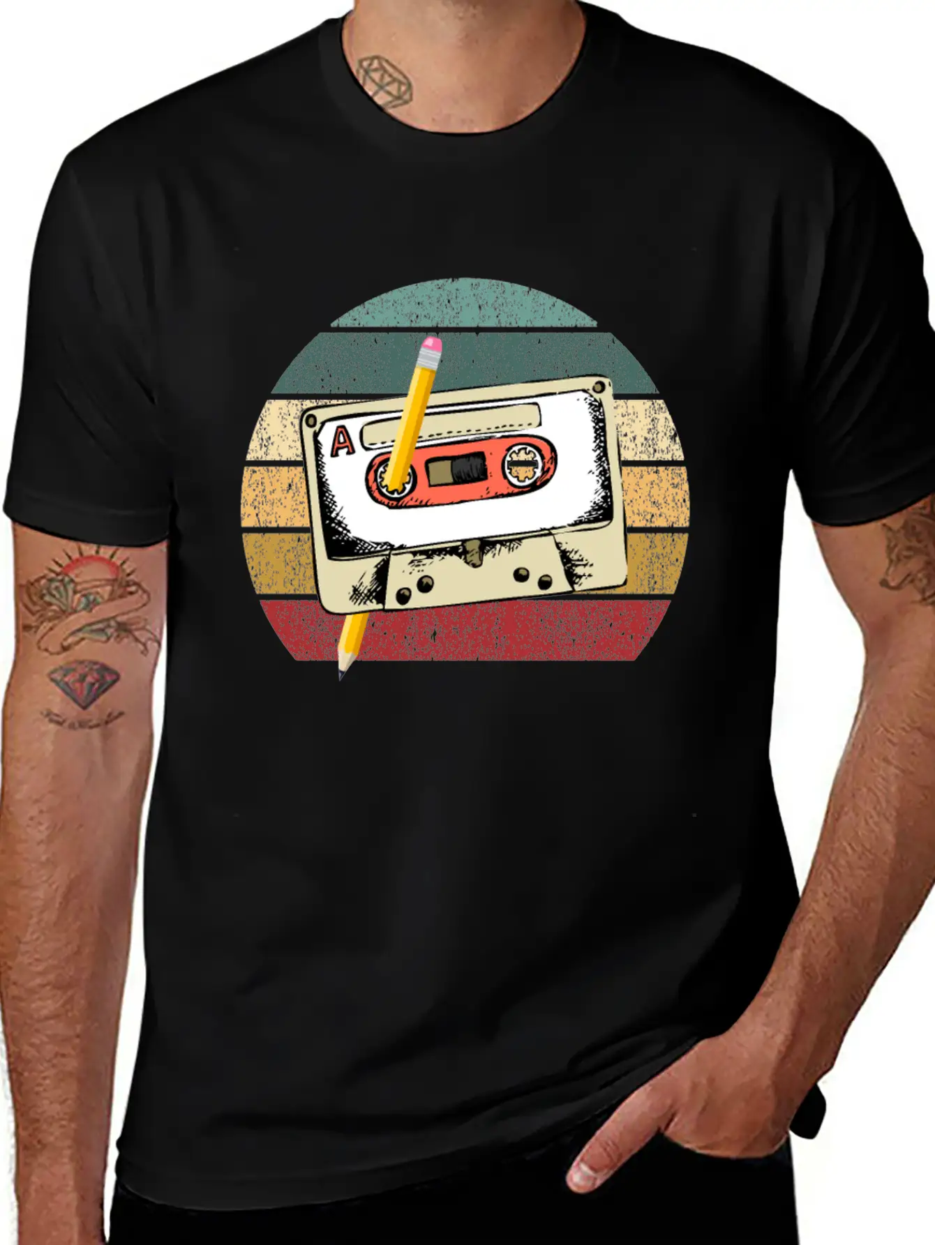 80's Cassette Tape 1990s Pencil Winding Cassette Modern Fit Casual T-Shirt – Clean And Versatile Design