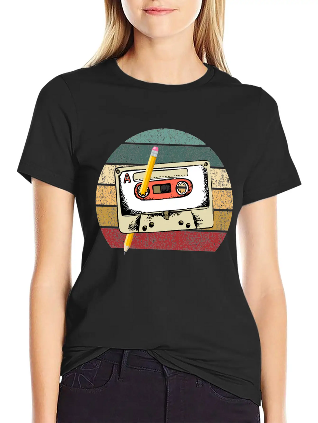 80's Cassette Tape 1990s Pencil Winding Cassette Modern Fit Casual T-Shirt – Clean And Versatile Design