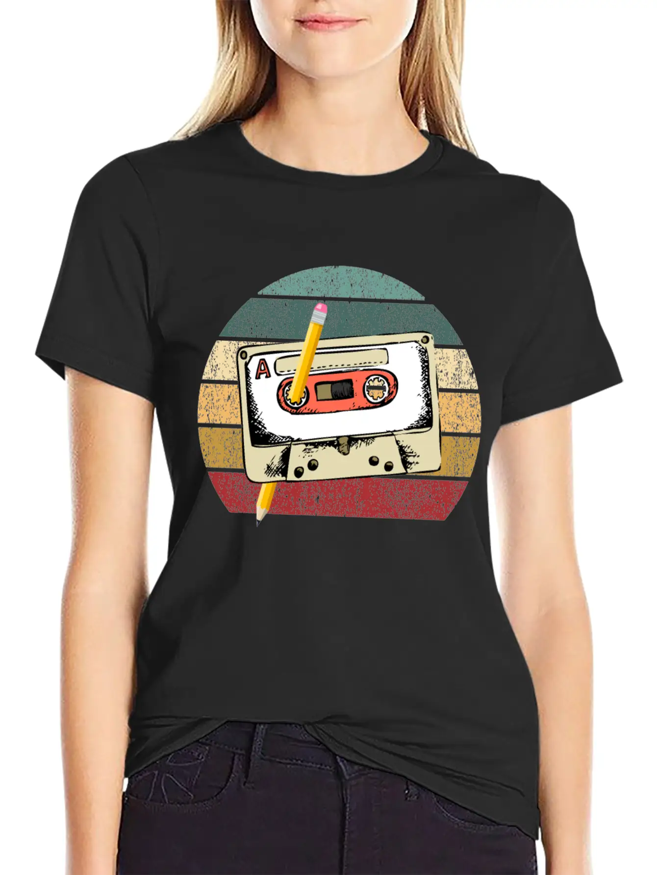 80's Cassette Tape 1990s Pencil Winding Cassette Modern Fit Casual T-Shirt – Clean And Versatile Design