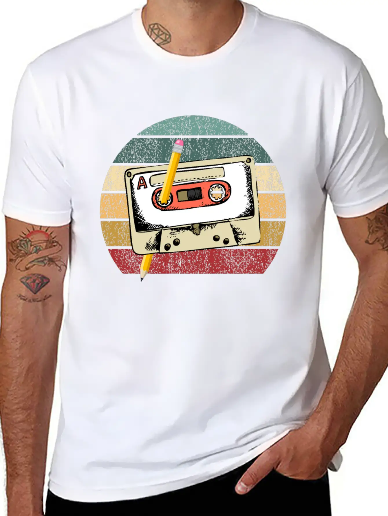 80's Cassette Tape 1990s Pencil Winding Cassette Modern Fit Casual T-Shirt – Clean And Versatile Design