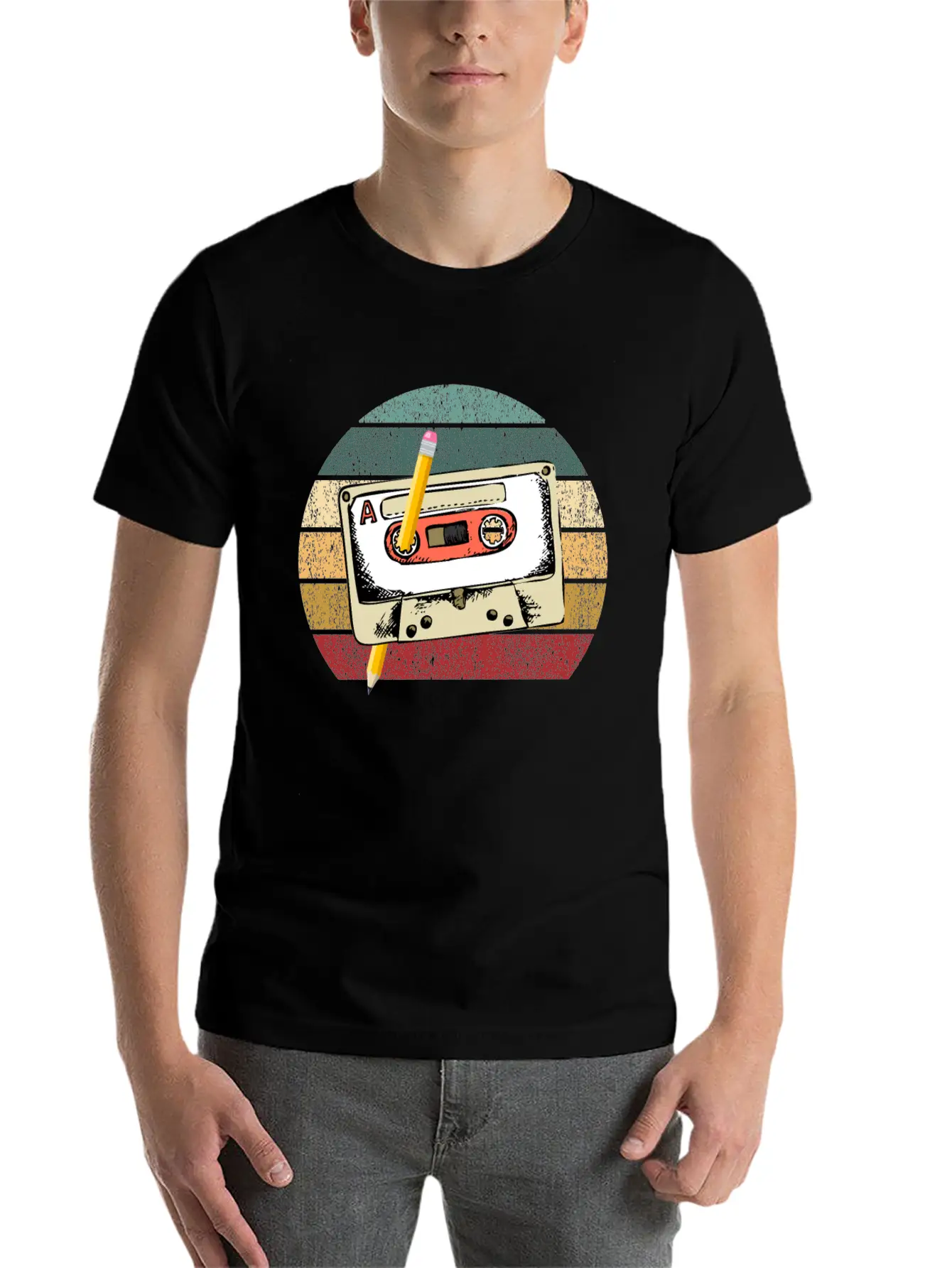 80's Cassette Tape 1990s Pencil Winding Cassette Modern Fit Casual T-Shirt – Clean And Versatile Design