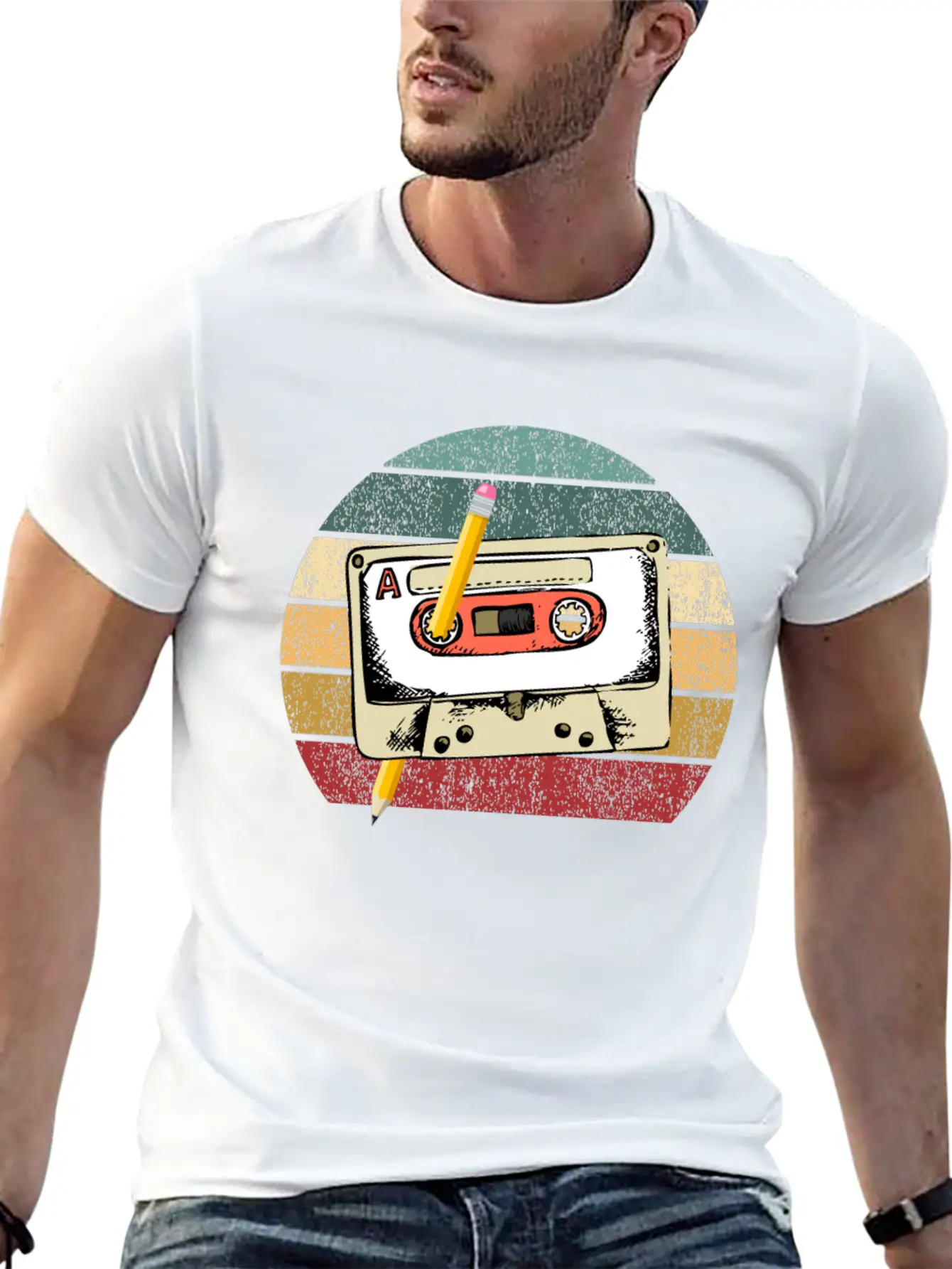 80's Cassette Tape 1990s Pencil Winding Cassette Modern Fit Casual T-Shirt – Clean And Versatile Design