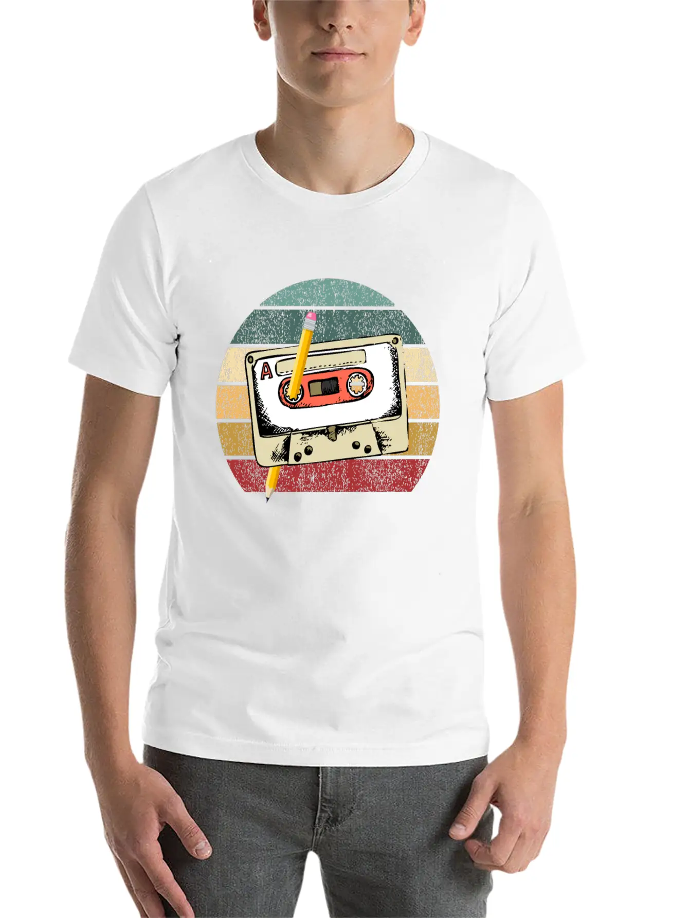80's Cassette Tape 1990s Pencil Winding Cassette Modern Fit Casual T-Shirt – Clean And Versatile Design